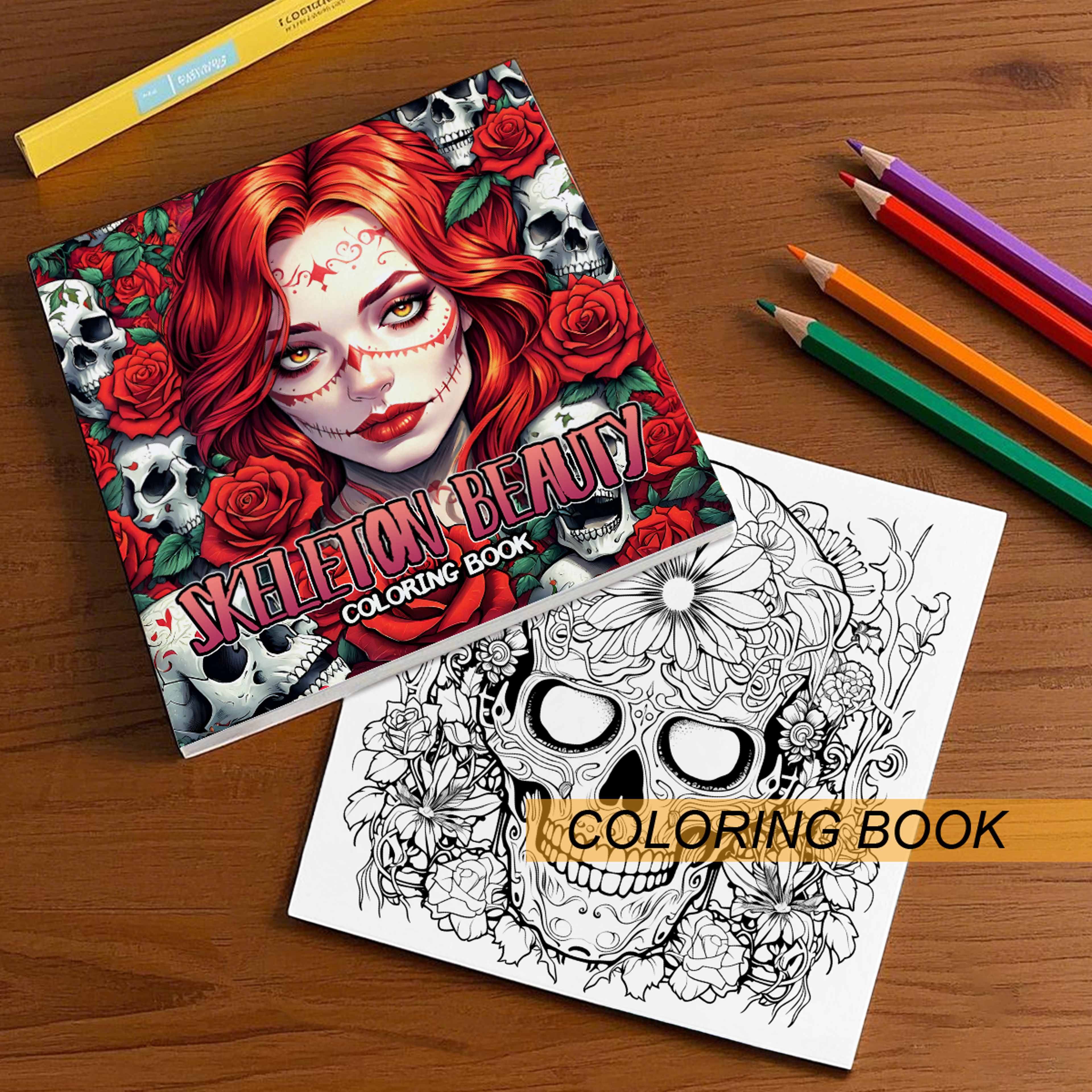 Skeleton Beauty Coloring Book for Adults, Stress Relieving Art Therapy, Creative Gift for Teens and Kids – view 4