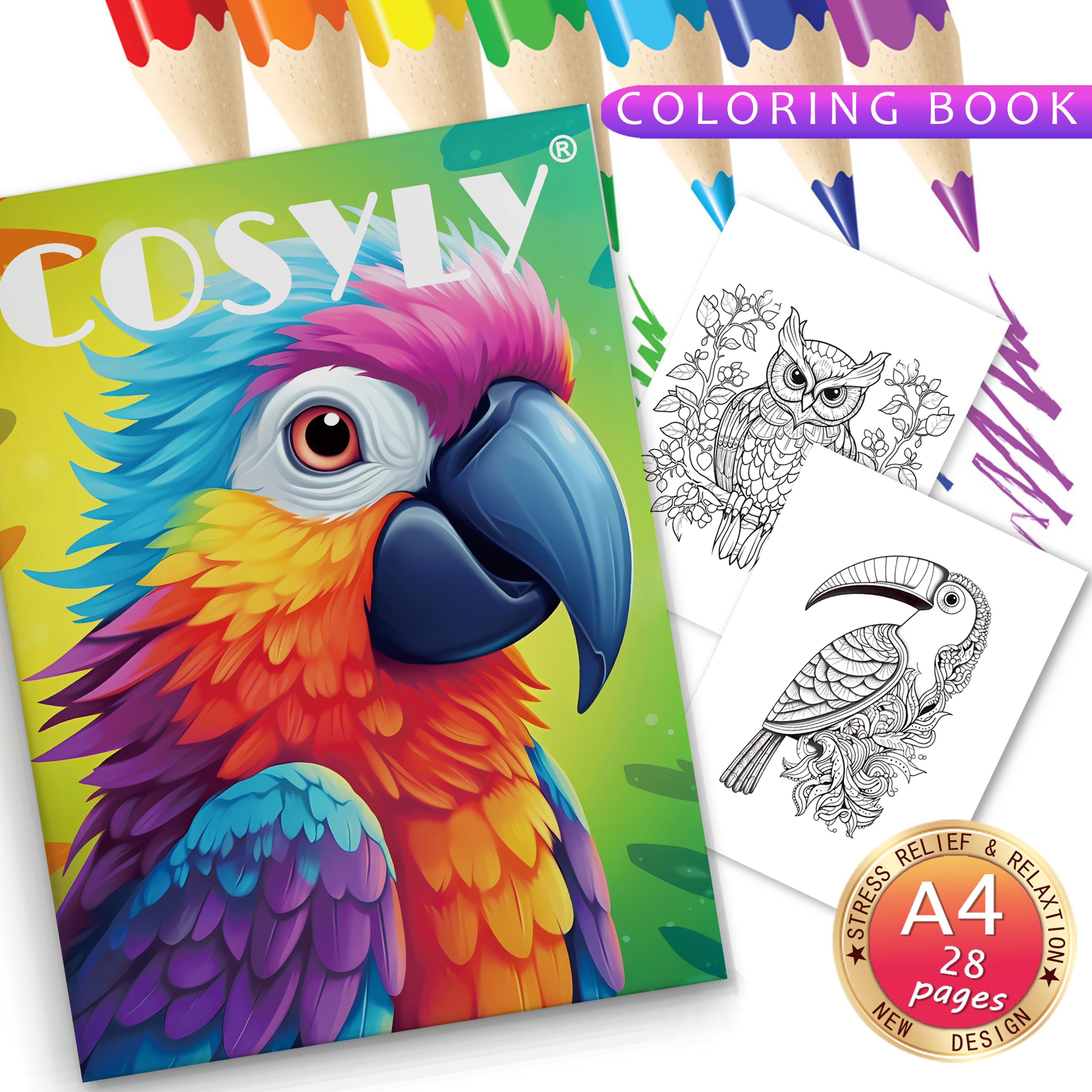 Animal Character Coloring Book Mandala Flowers Stress Relief Relaxation Art 5