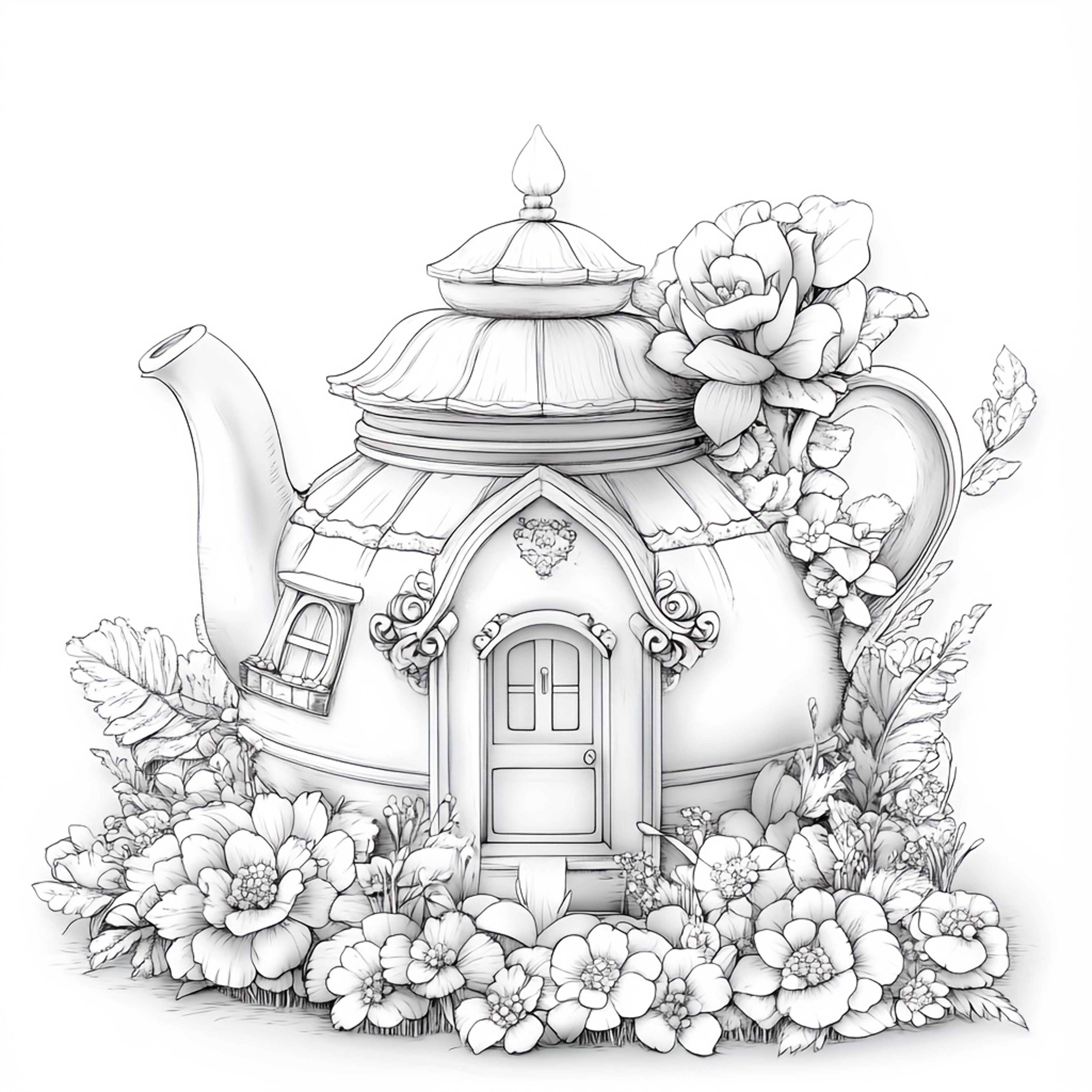 Dreamy Teapot House Coloring Book For Adult Premium Drawing Supplies Unique Birthday Party Gift 2