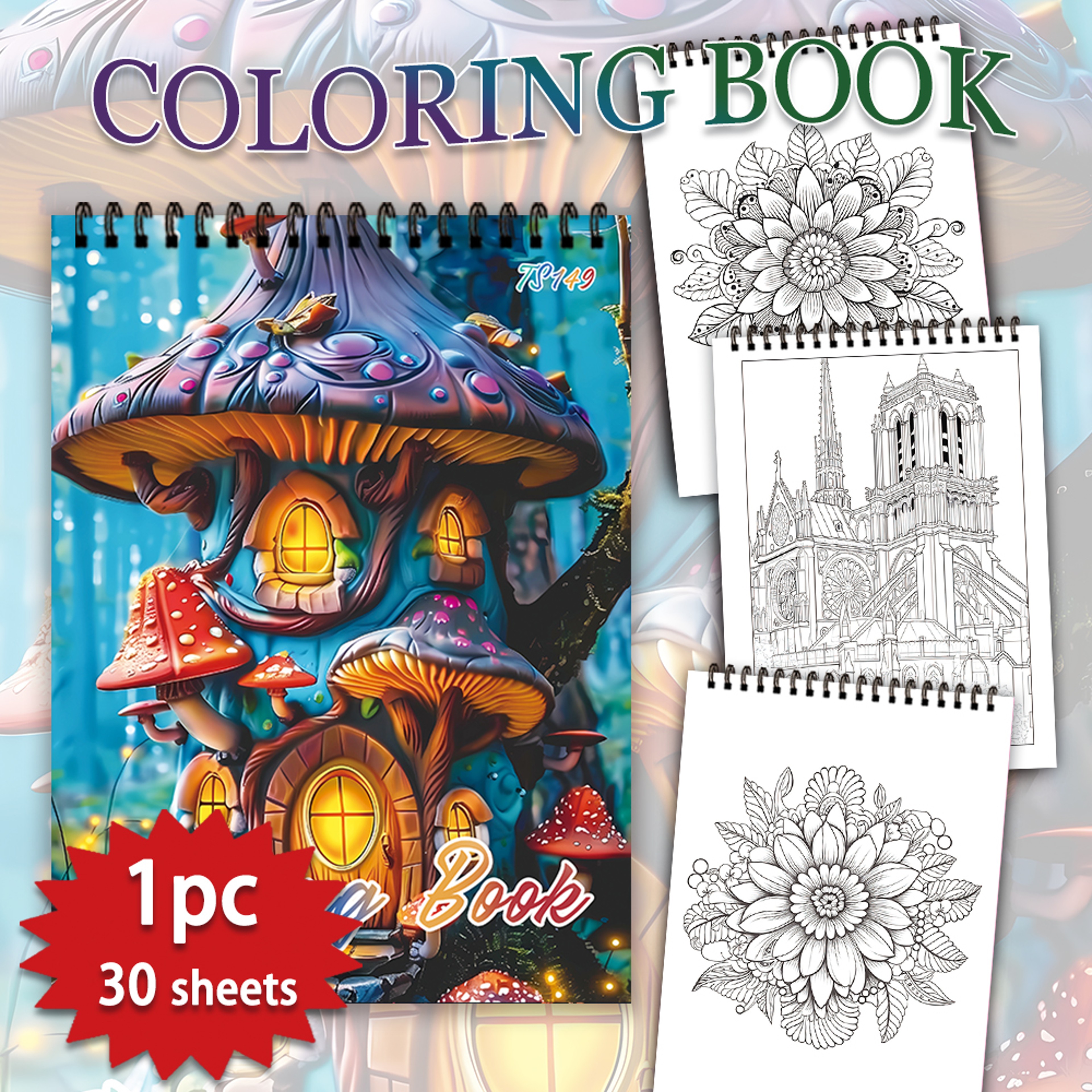 Stress Relief Coloring Book for Teenagers, Unique Patterns, Perfect Easter, Birthday, Valentine's Day Gift – view 1