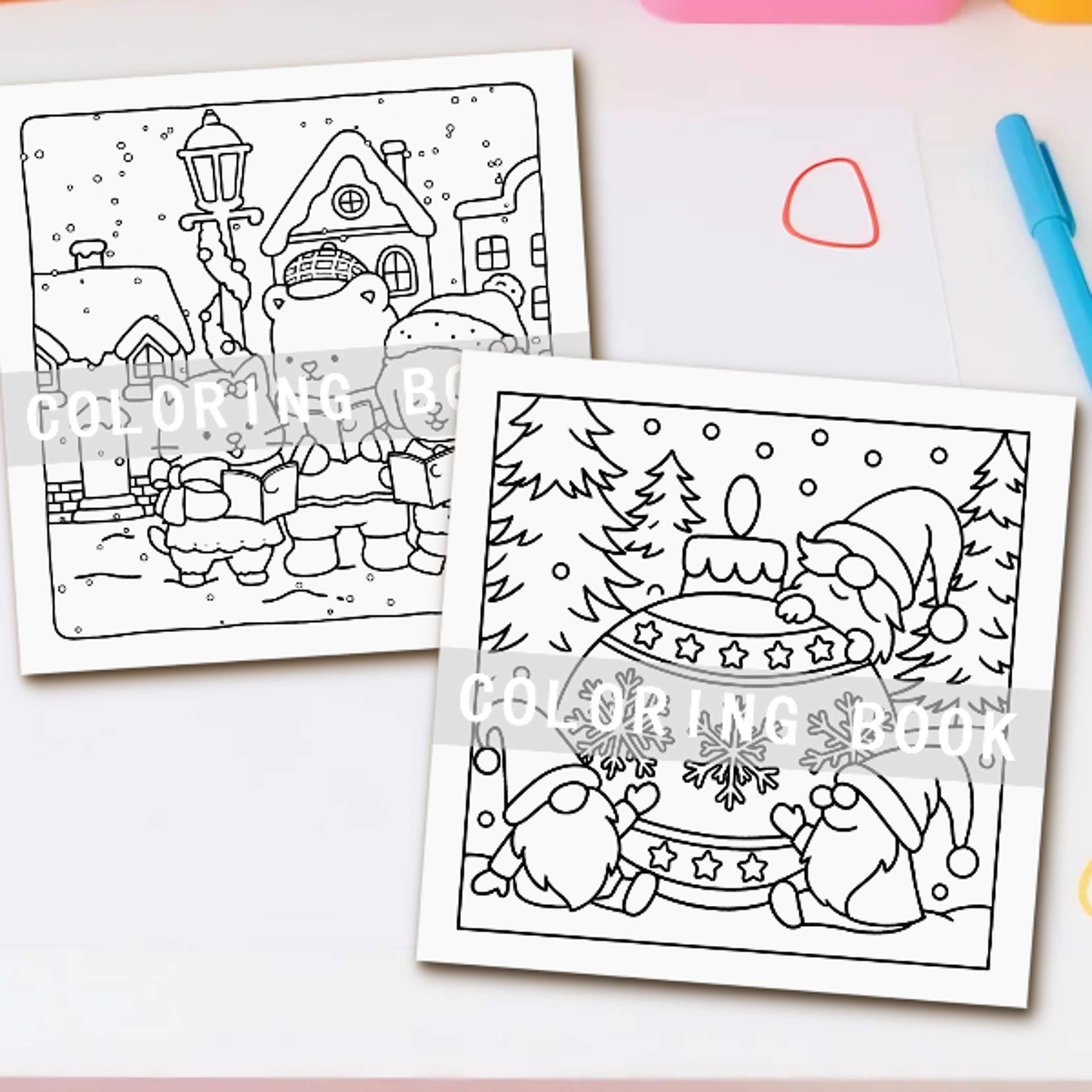 Christmas Coloring Book for Adults COZY Holiday Scenes Cute Daily Activities for Relaxation