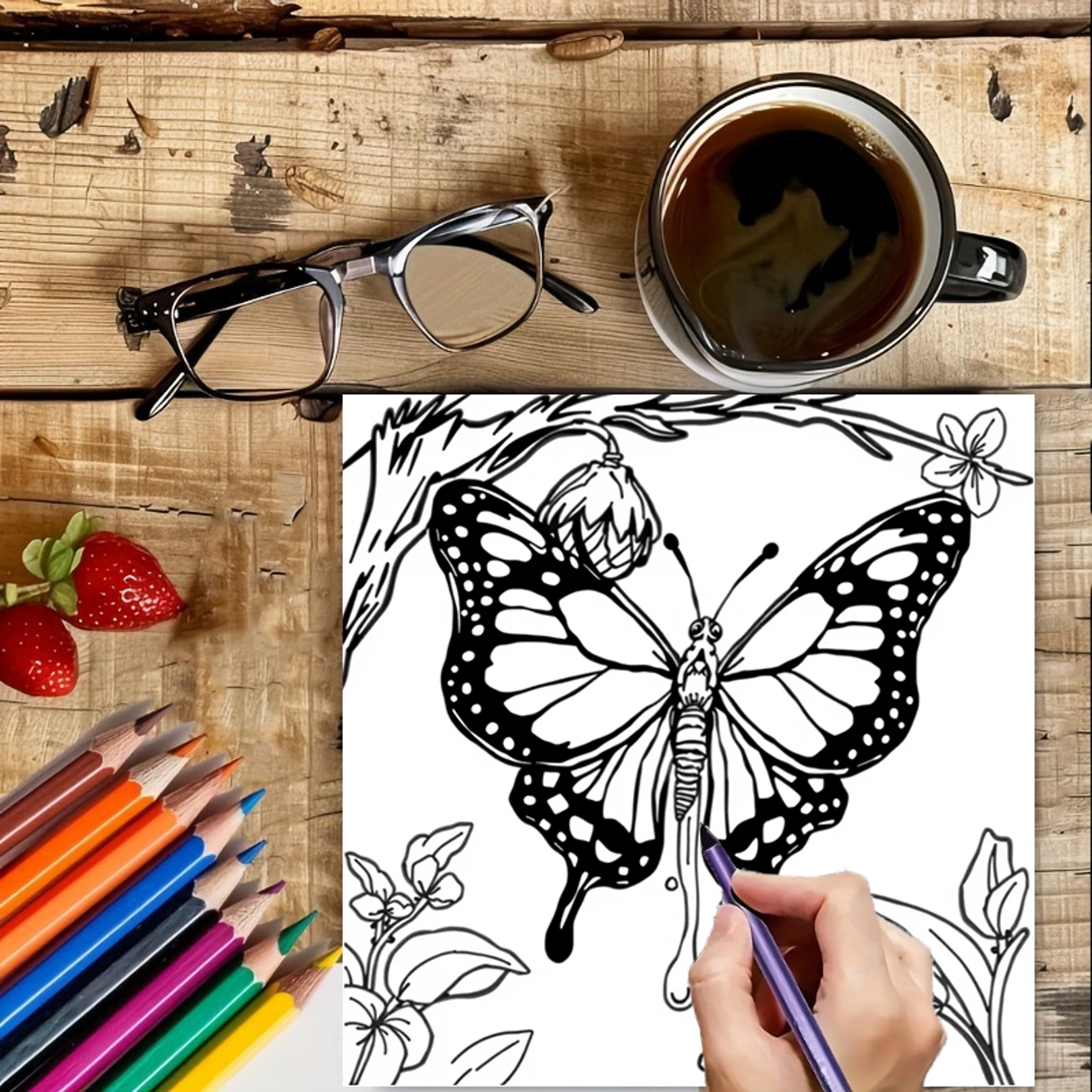 Cute Insects and Bugs Coloring Book for Adults, Premium Colouring Book for Stress Relief, Unique Drawing Supplies – view 6