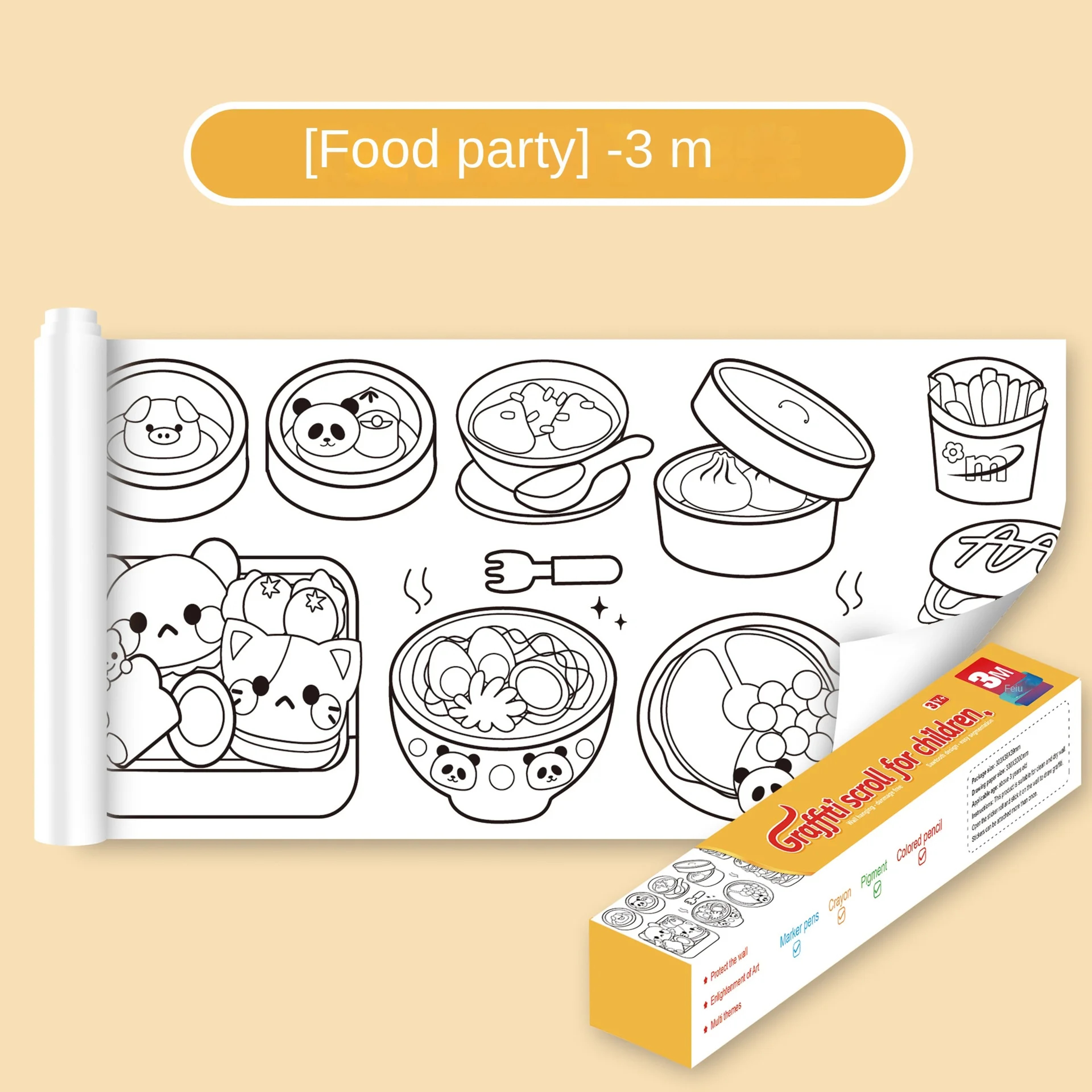 Children Montessori Toys DIY Self Adhesive Drawing Roll Kids Learning Paint Coloring Scroll For Ear 10