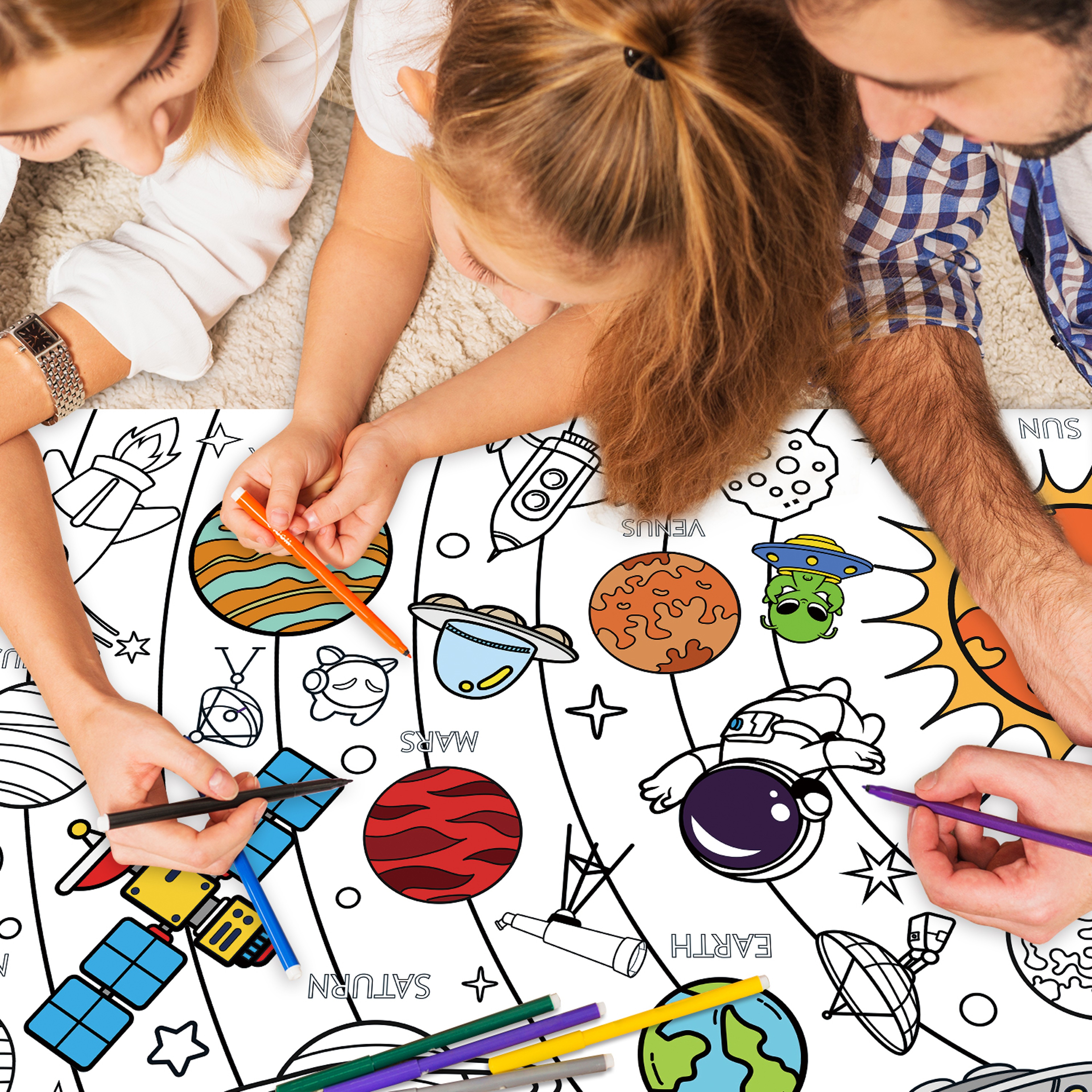 Big Children Drawing Paper, DIY Space Sticky Coloring Paper, Large Coloring Tablecloth for Kids – view 1