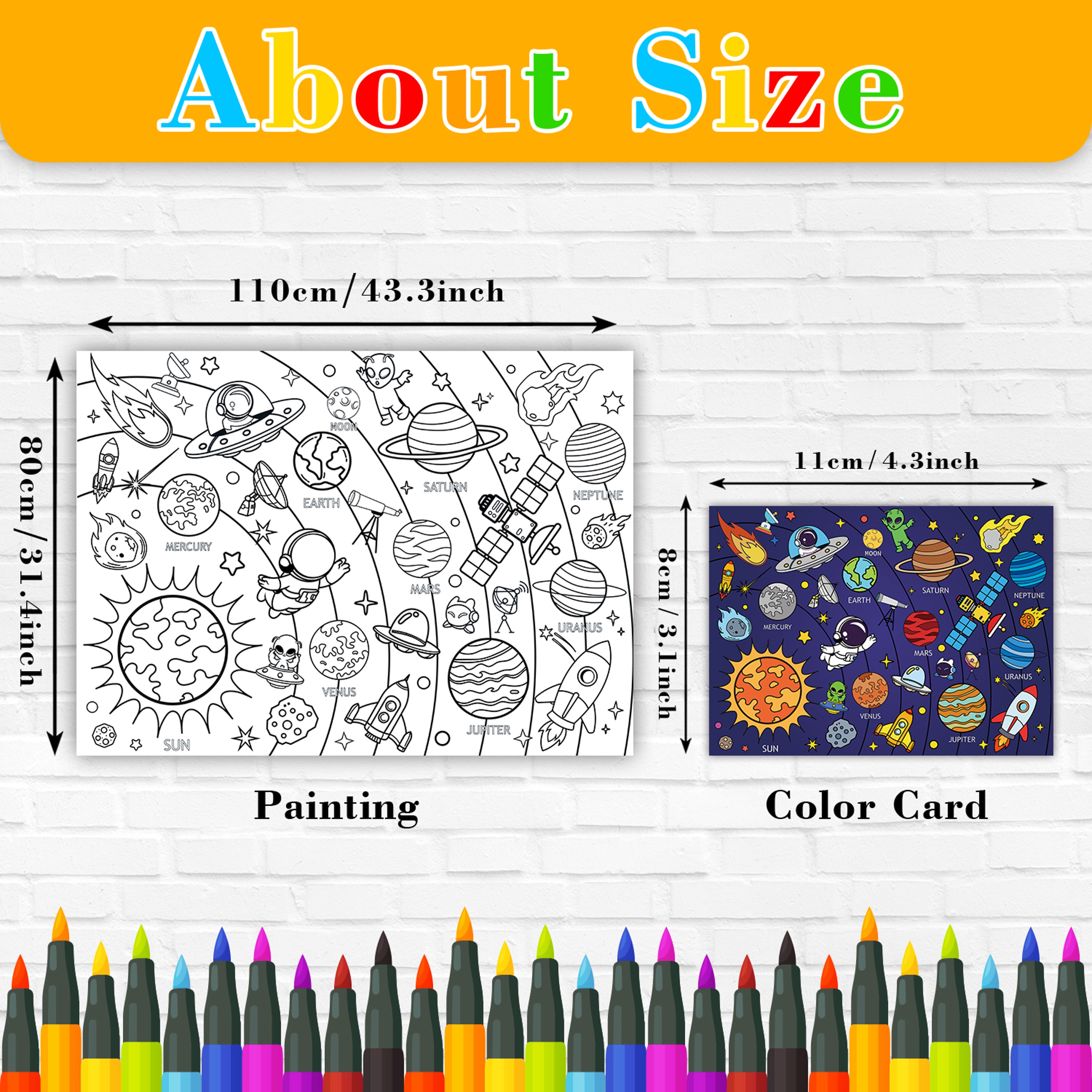 Big Children Drawing Paper, DIY Space Sticky Coloring Paper, Large Coloring Tablecloth for Kids – view 3