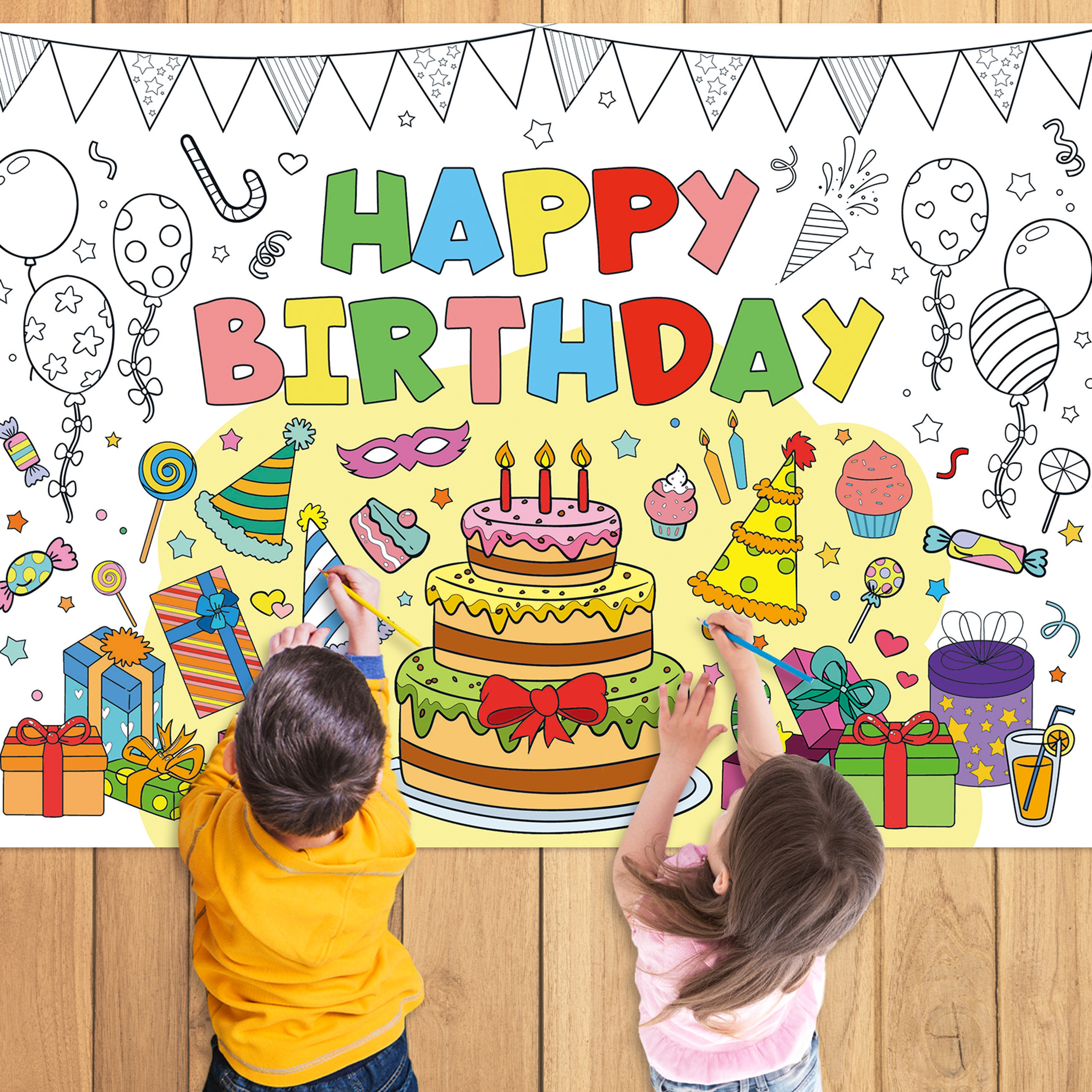 Space Birthday Party Supplies, Coloring Tablecloth for Kids, Birthday Coloring Poster, Drawing Books for Boys and Girls – view 1