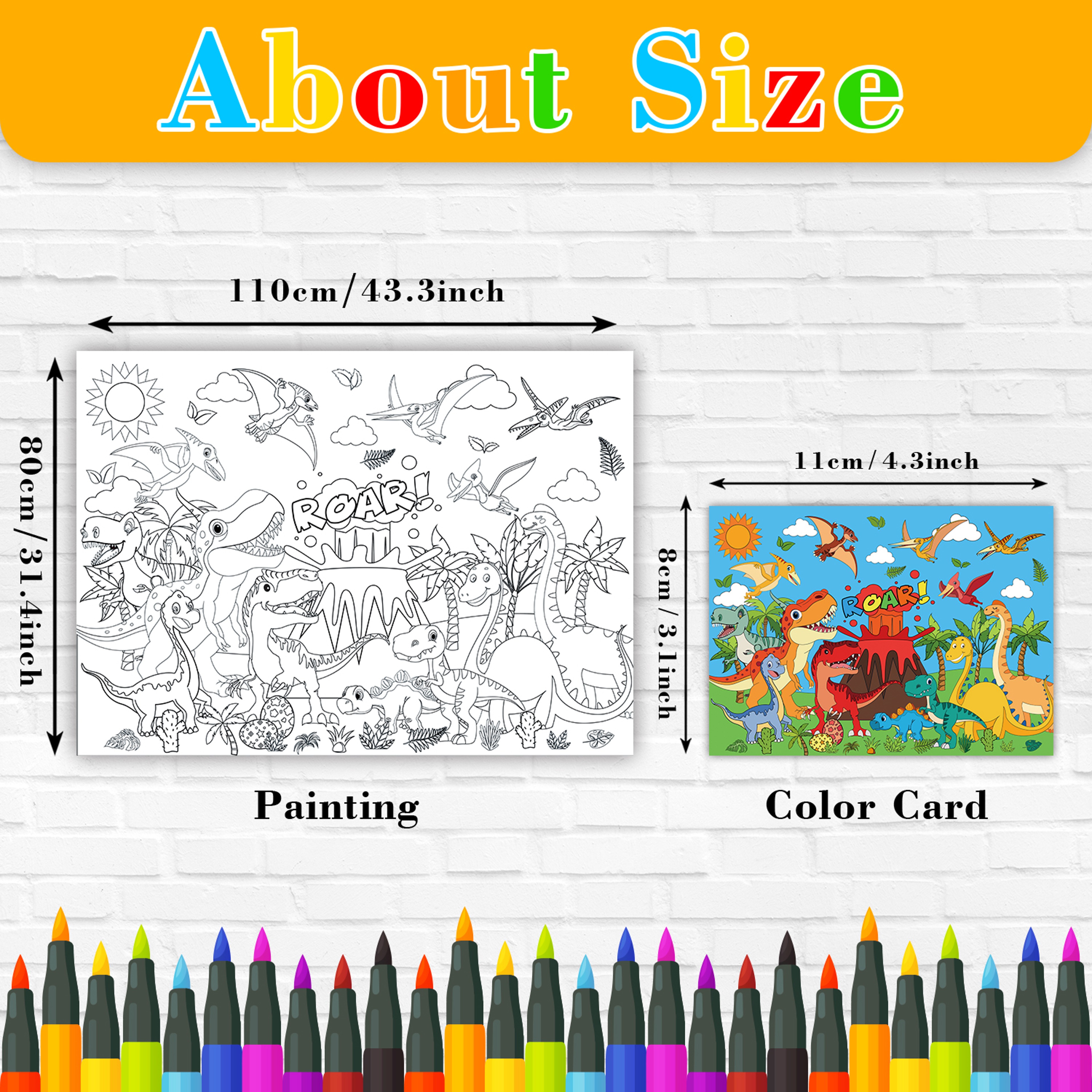 Dinosaur World Coloring Tablecloth, Large Kids Activity Mat, Birthday Party Supplies, Creative Gift and Favor – view 4