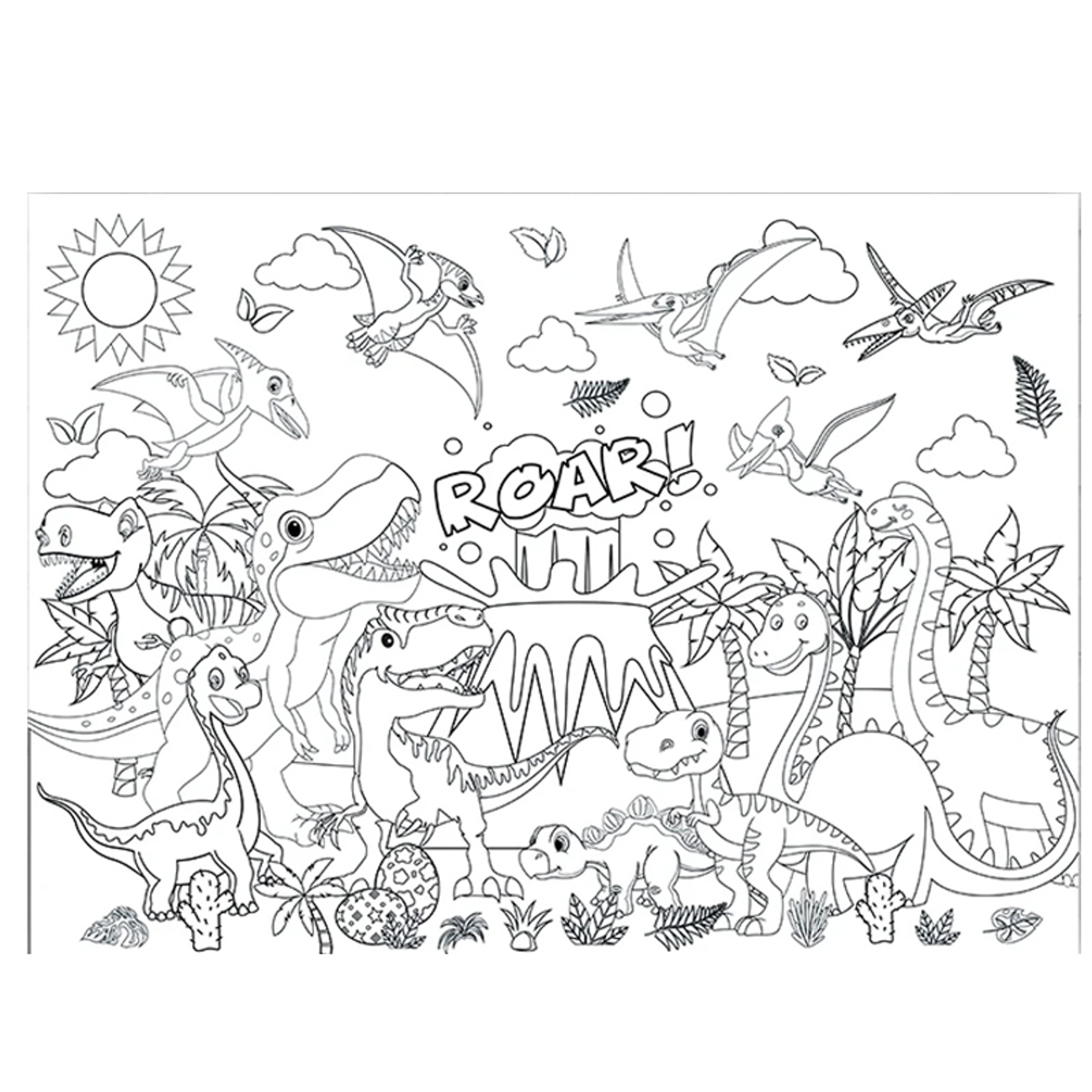 Dinosaur World Coloring Tablecloth, Large Kids Activity Mat, Birthday Party Supplies, Creative Gift and Favor – view 7