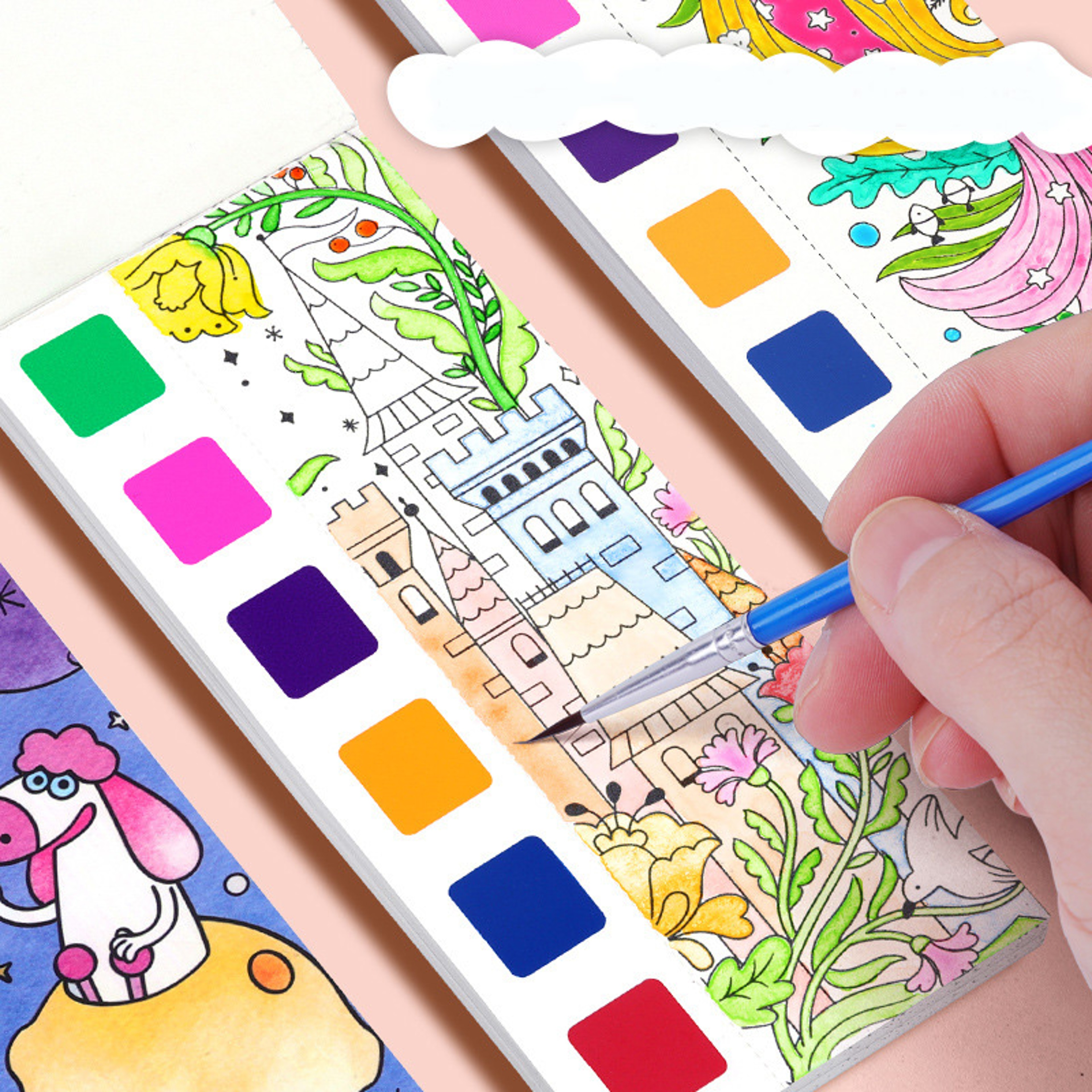 Childrens Watercolor Coloring Book, Built In Pens, Christmas Gifts, Easter And Thanksgiving Drawing Toys – view 1