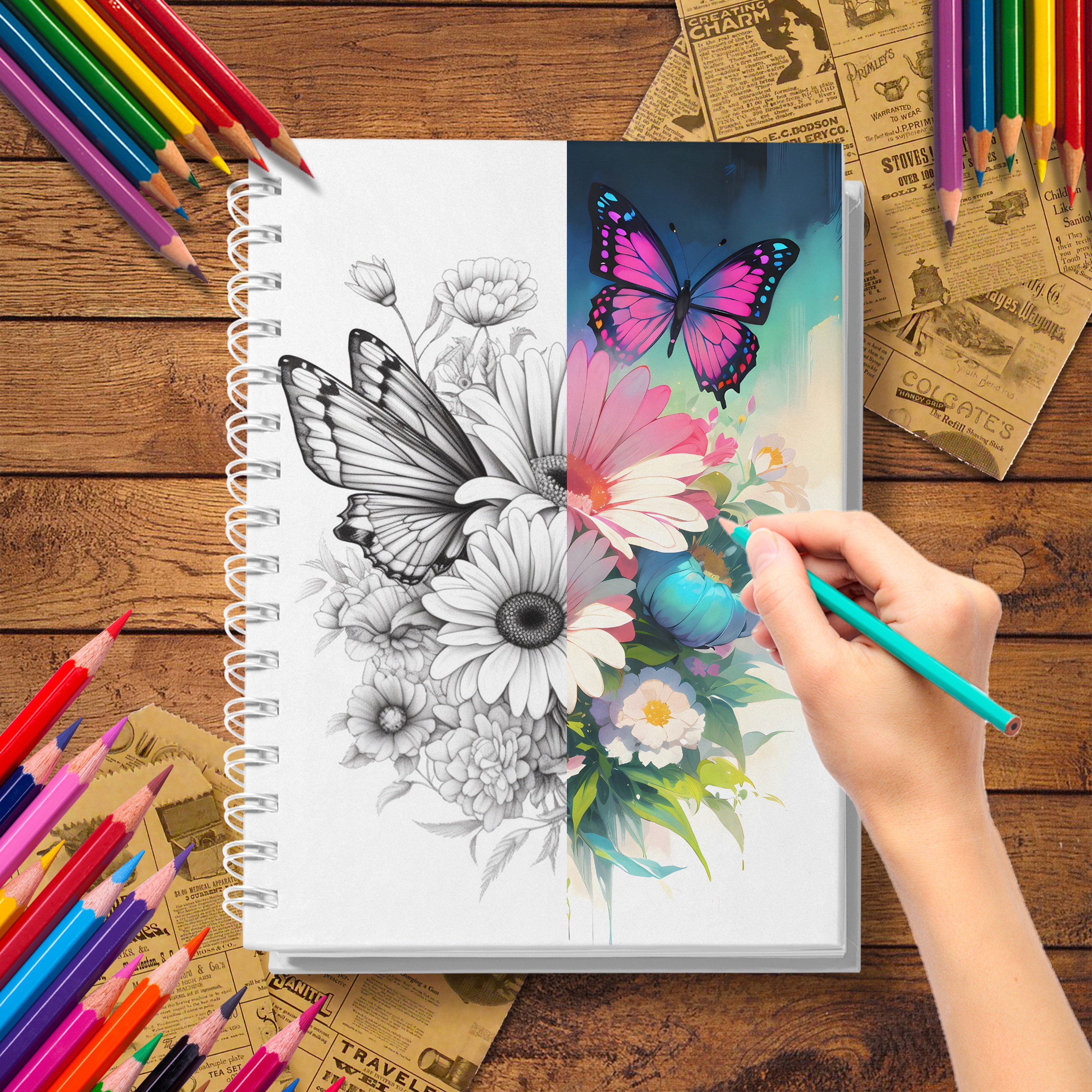 Butterfly Adult Coloring Book, with Thickened Paper, a Creative and Healing Gift for Friends – view 3