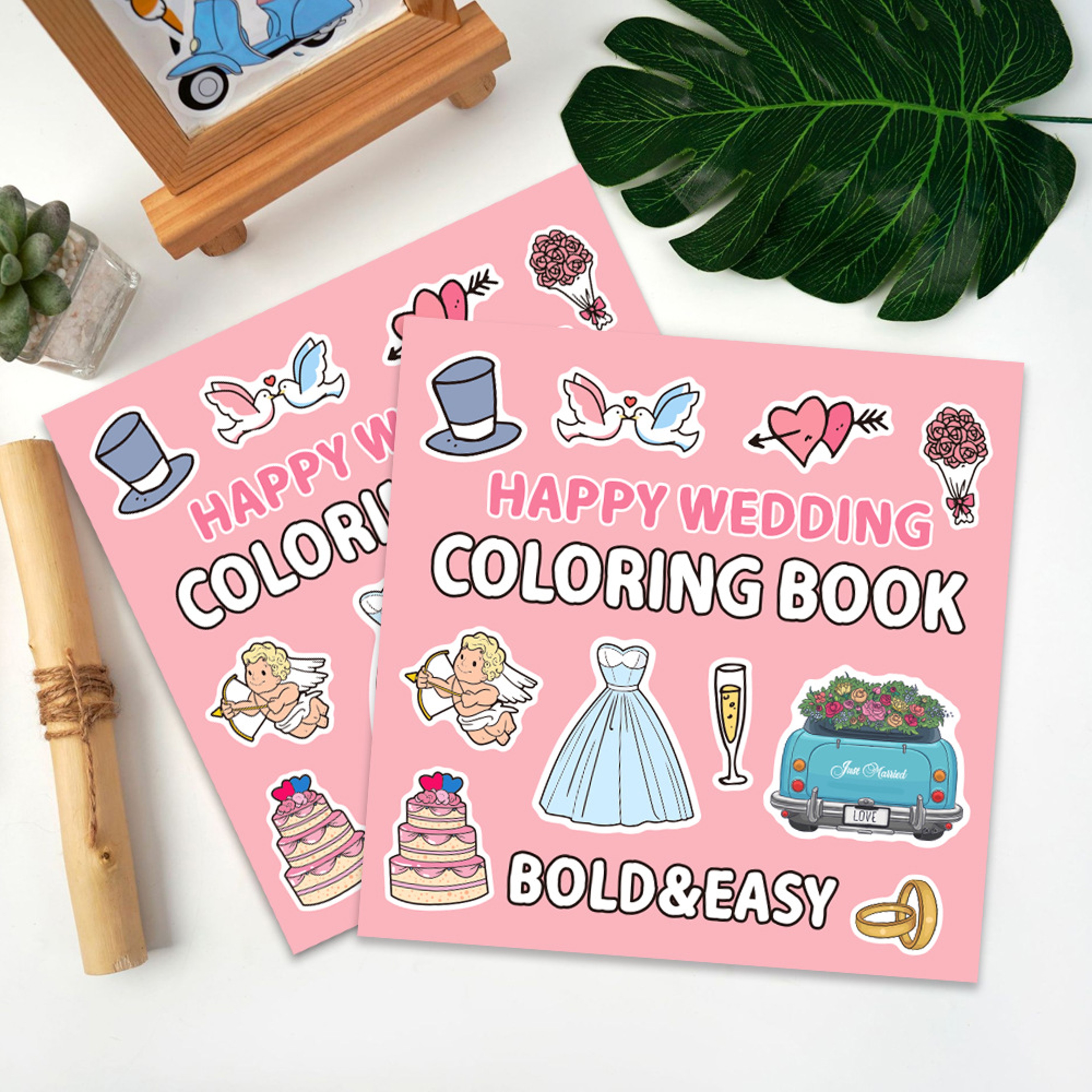 Happy Wedding Coloring Book, A Creative Gift for Adults and Teens, For Stress Relief and Fun – view 1