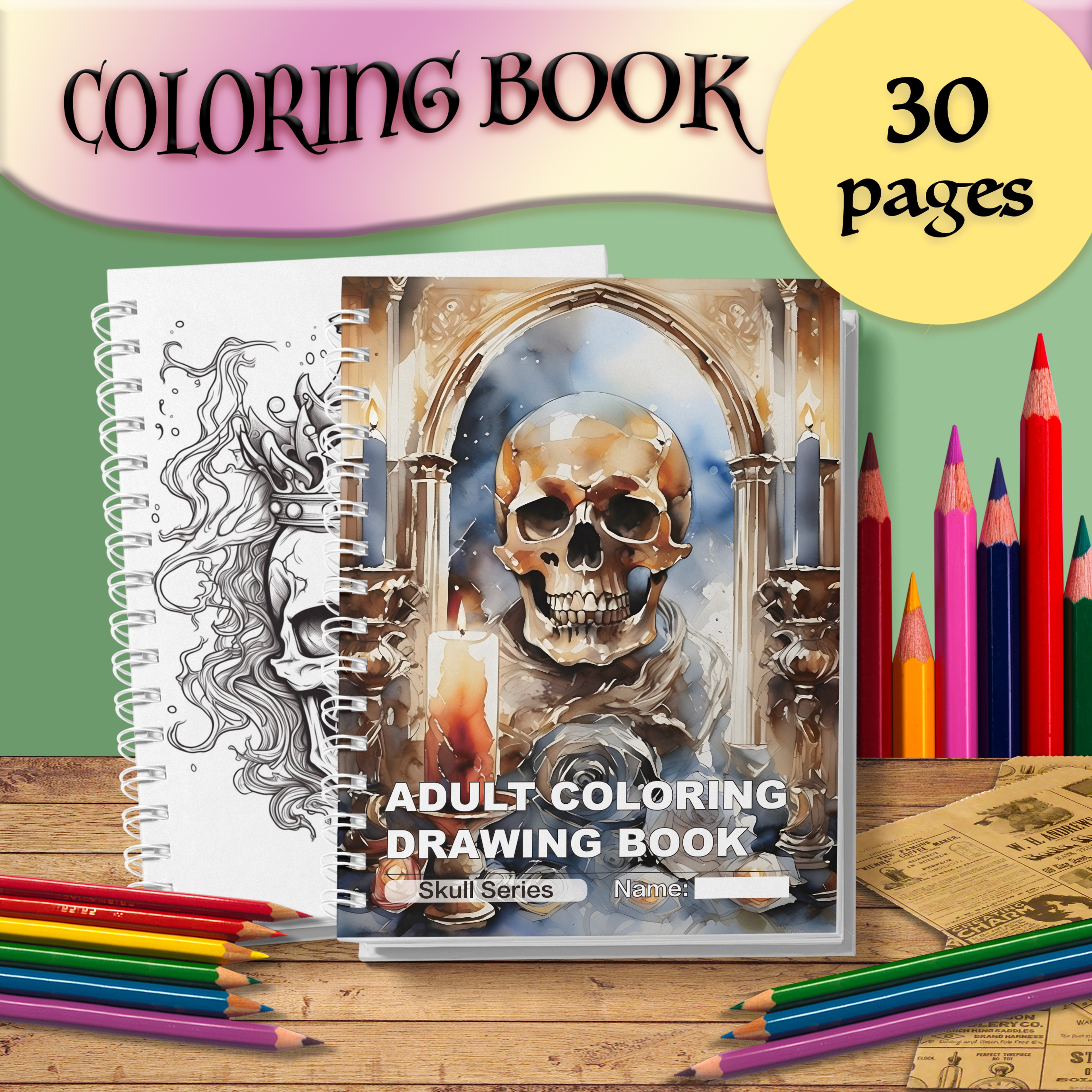 Creative Skull Adult Coloring Book, Premium Heavy Paper, Unique Creative Gift Choice – view 1