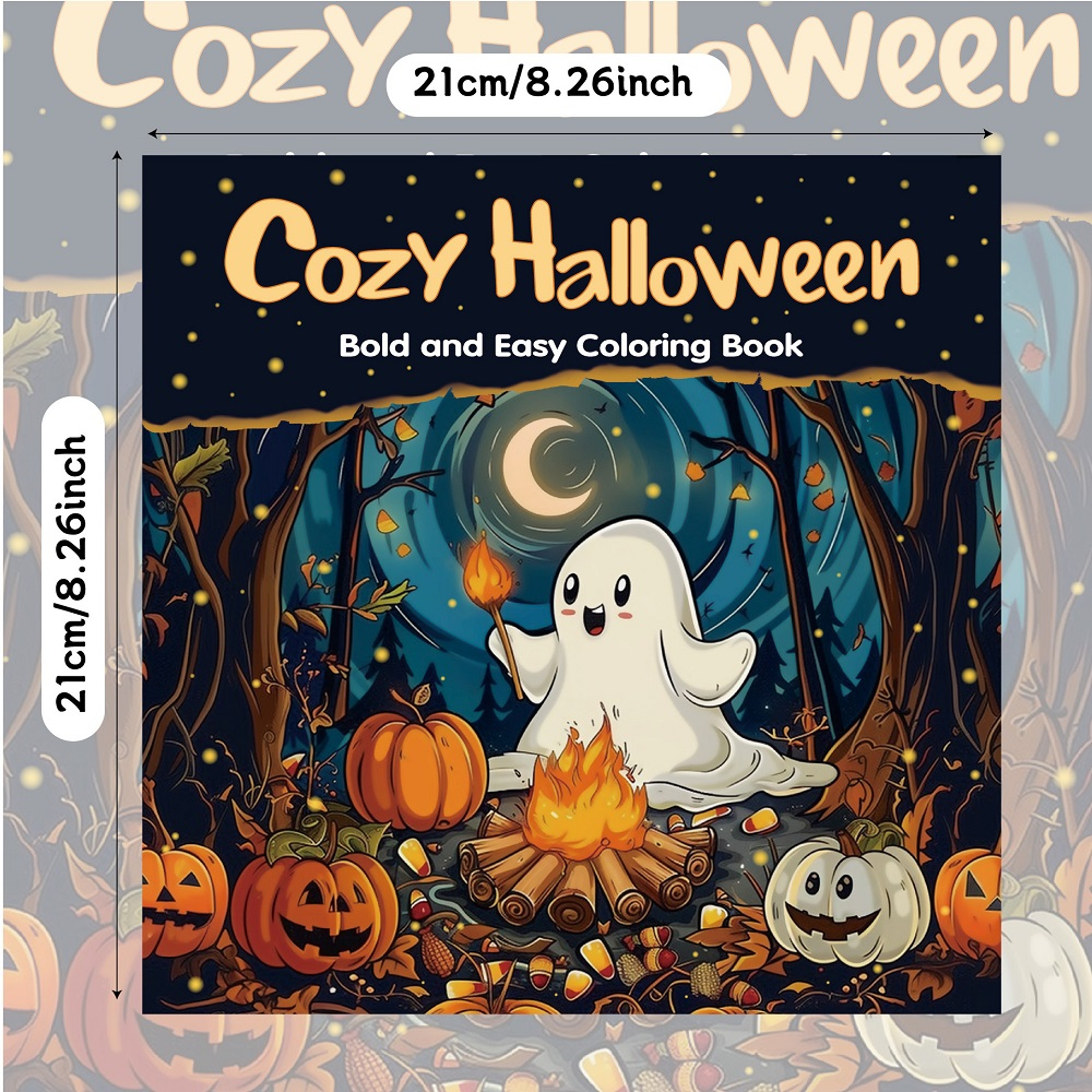 Cozy Halloween Coloring Book for Adults, Bold and Easy Art Therapy for Stress Relief, Creative Fun Gift for Teens – view 4