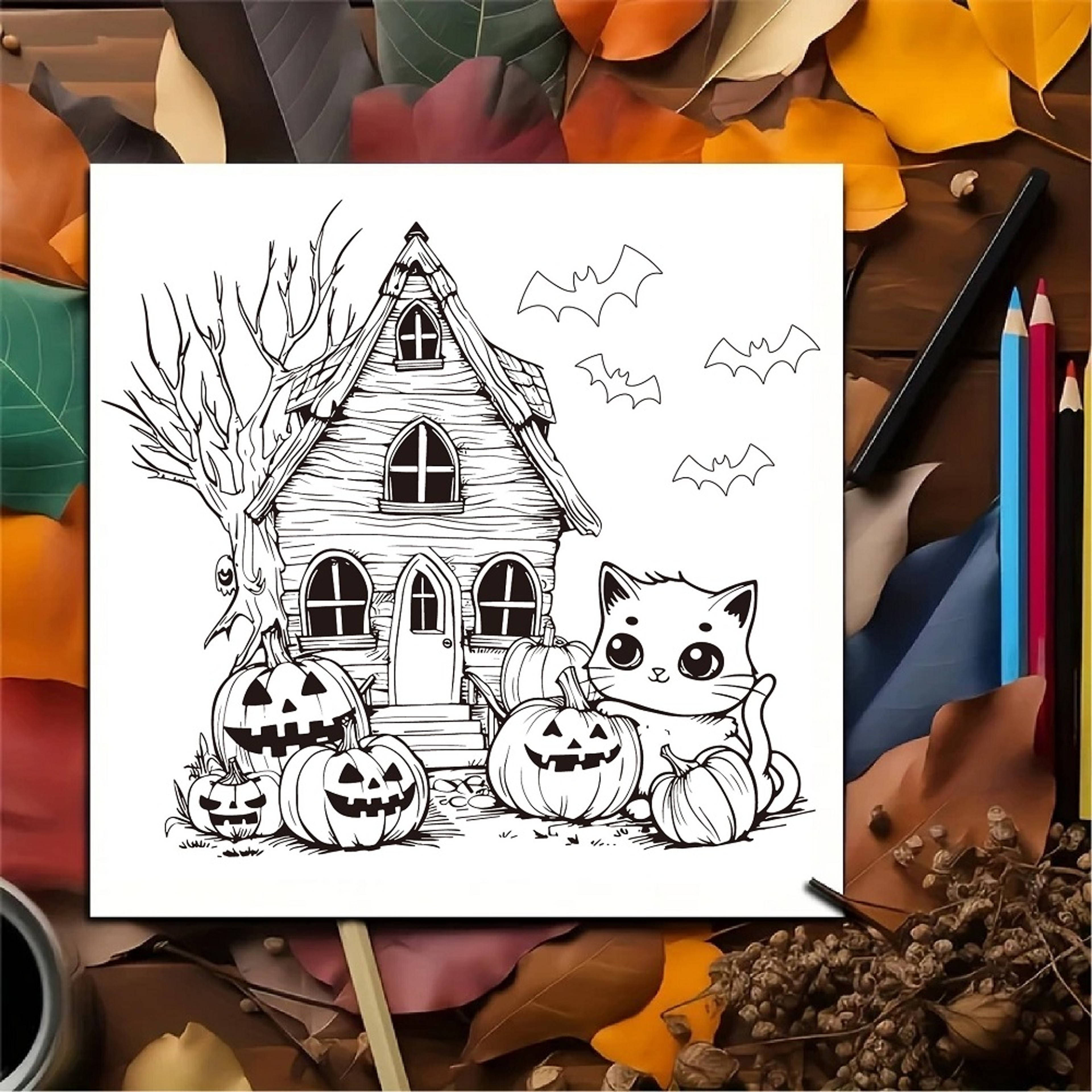 Cozy Halloween Coloring Book for Adults, Bold and Easy Art Therapy for Stress Relief, Creative Fun Gift for Teens – view 5