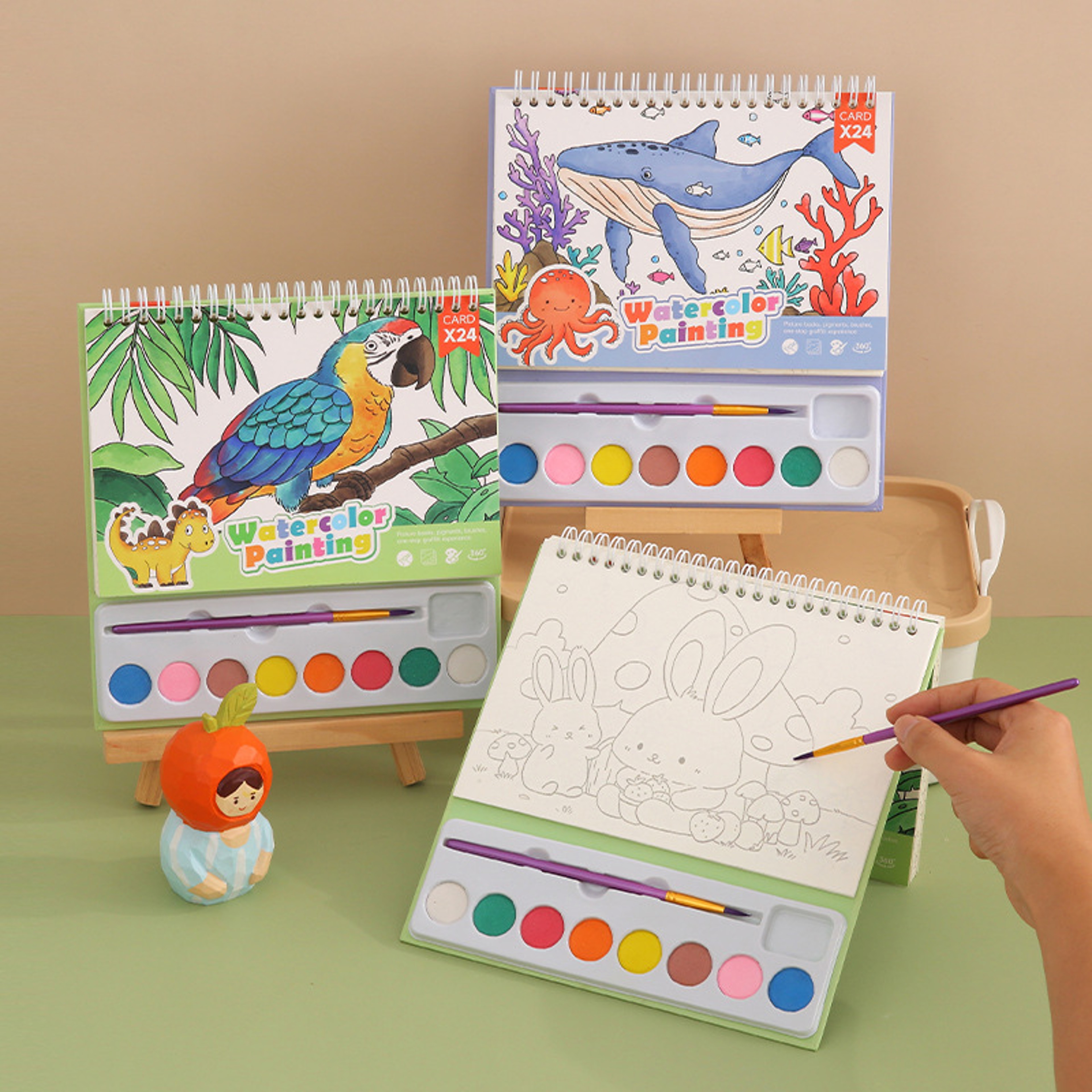 Childrens Art Watercolor Drawing Book Cartoon Watercolor Painting Set Coloring Book 0