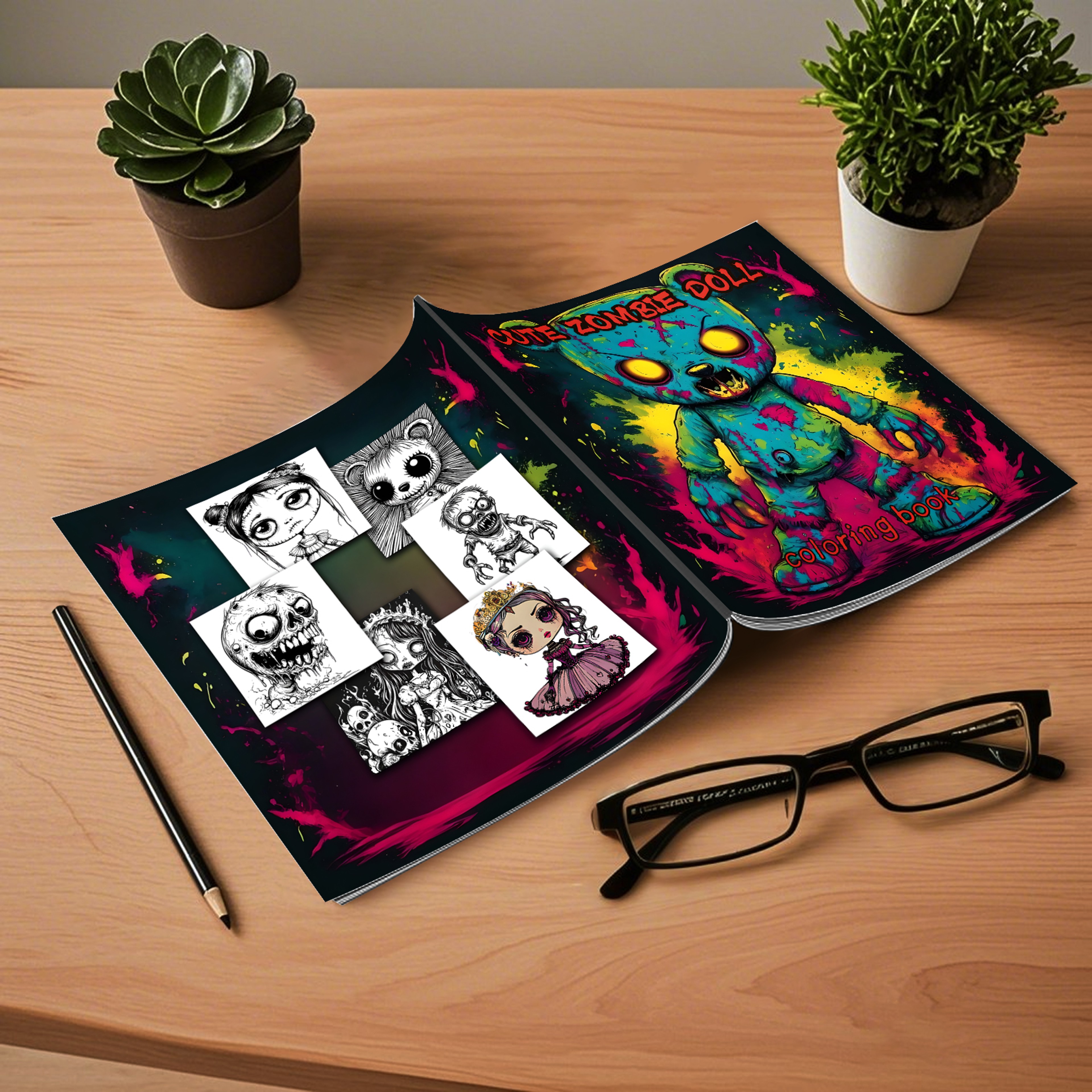 Cute Zombie Doll Coloring Book, Adult Coloring Book, Halloween Graffiti Painting For Kill Time – view 4