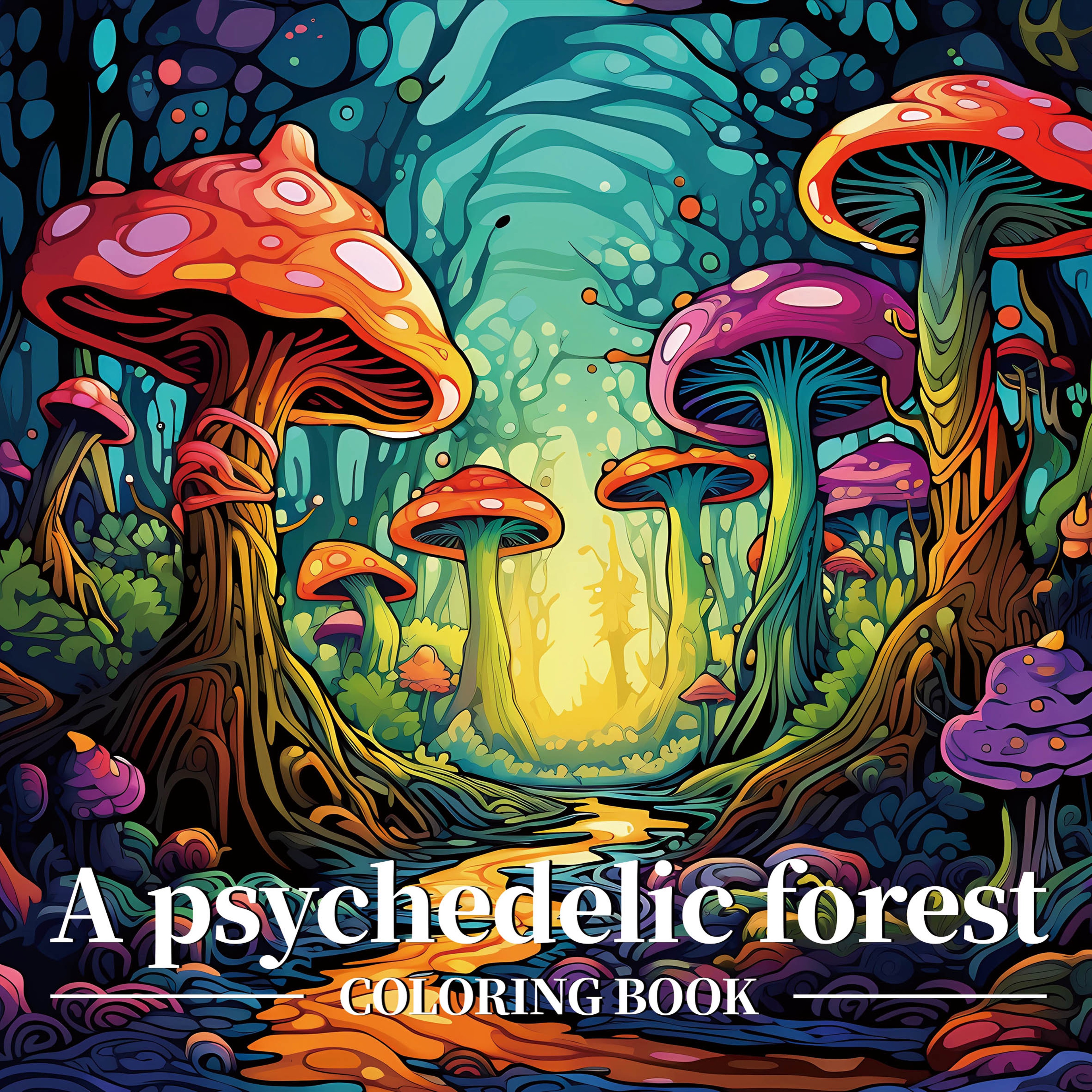 Psychedelic Forest Coloring Book for Adults, Teens, Cute Drawing Book, Perfect Gift for Party and Birthday – view 1