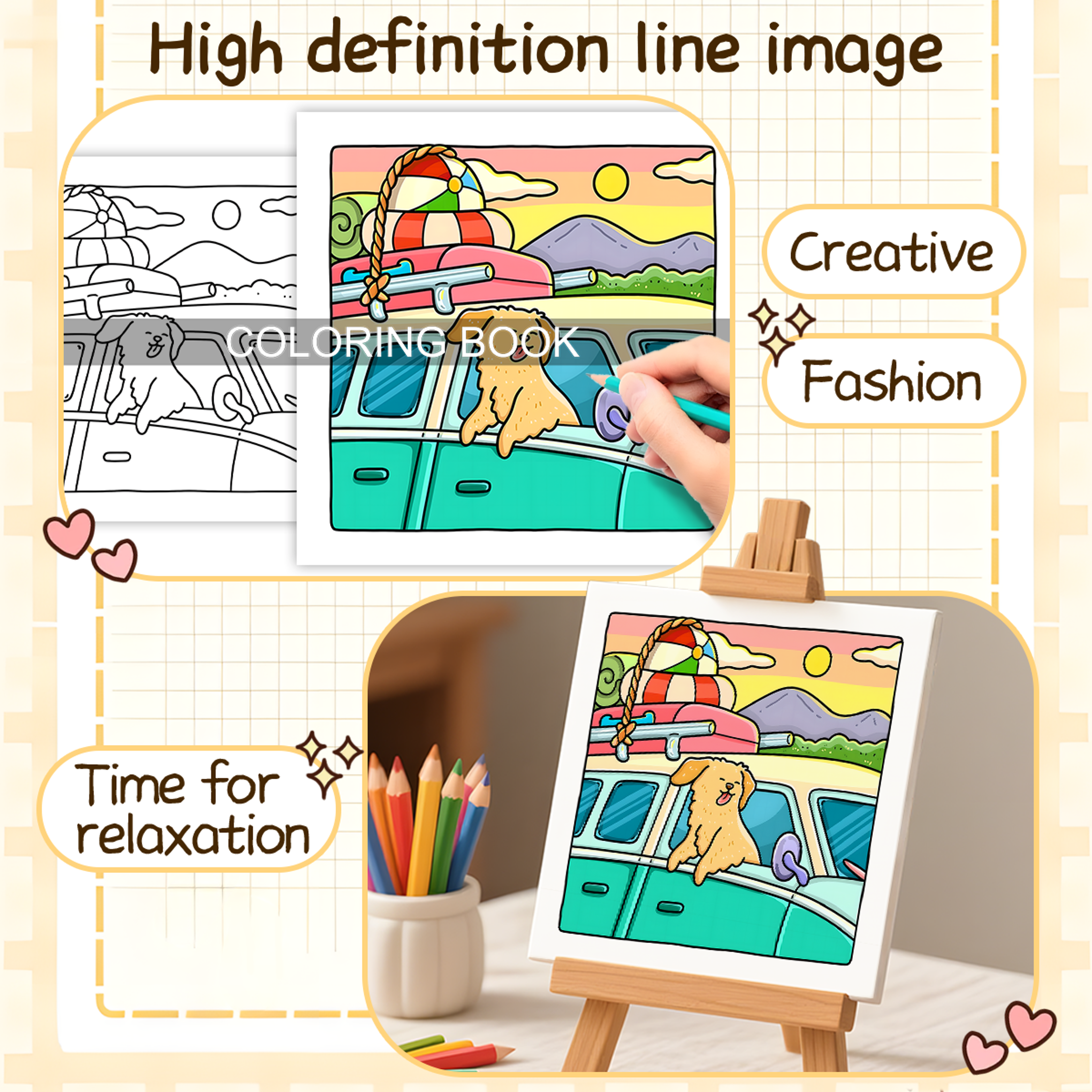 Dog Moments Colouring Book, PUPPY LIFE Scenes for Adult Stress Relief, Kids Educational Toys, Painting Drawing Book – view 6