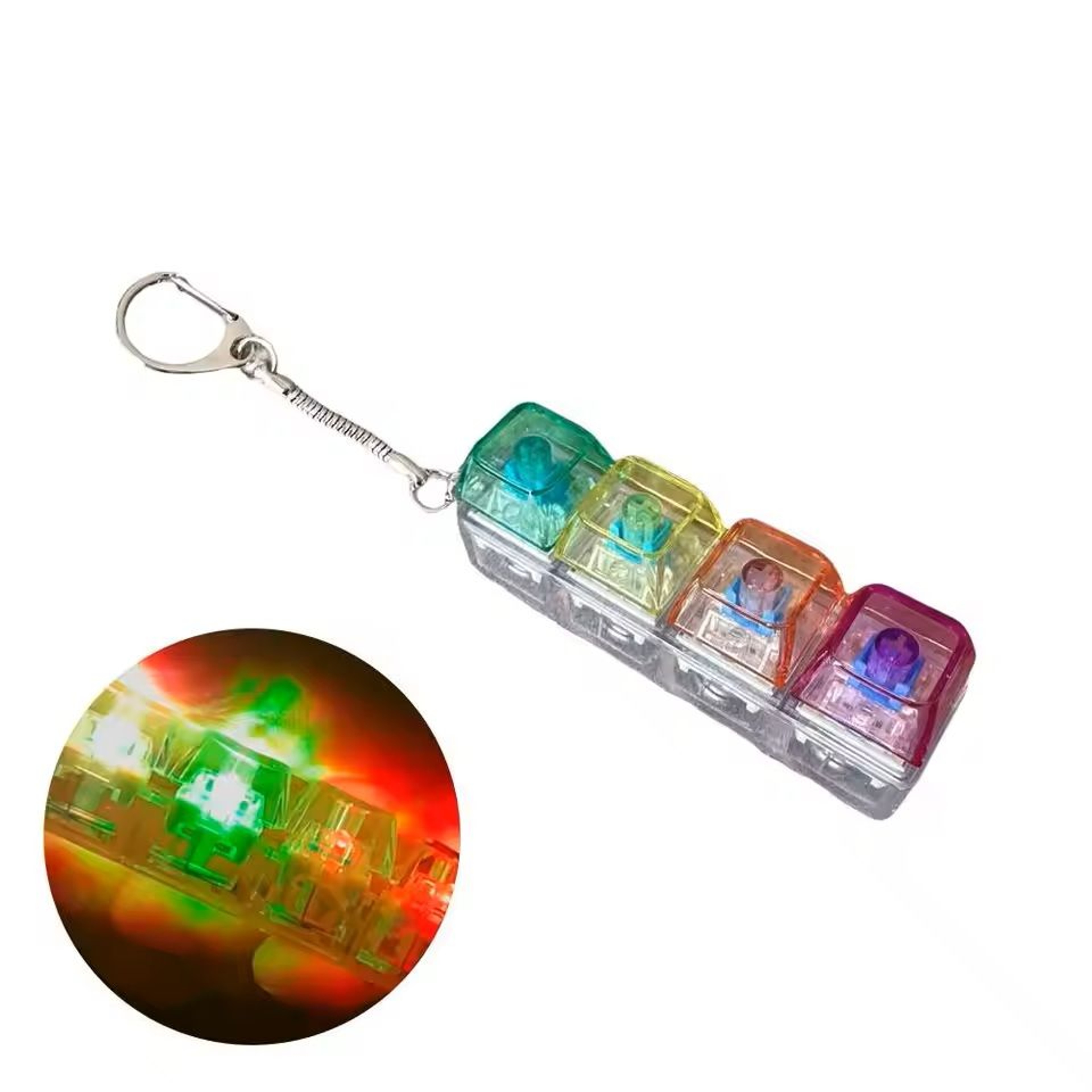 LED Crystal Keycap Keychain Fidget Toy For Stress Relief 20