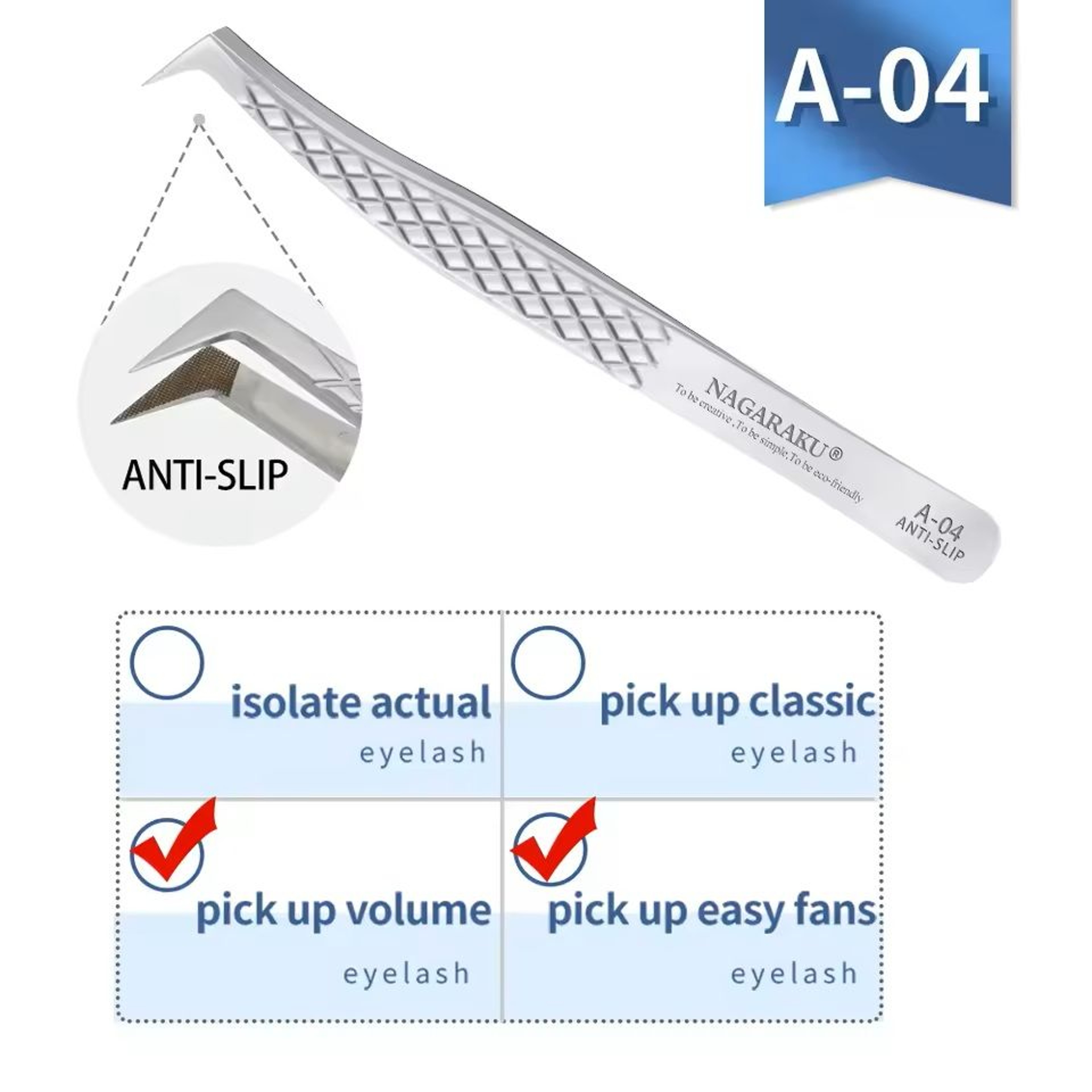 Womens Stainless Steel Eyelash Extension Tweezers 20