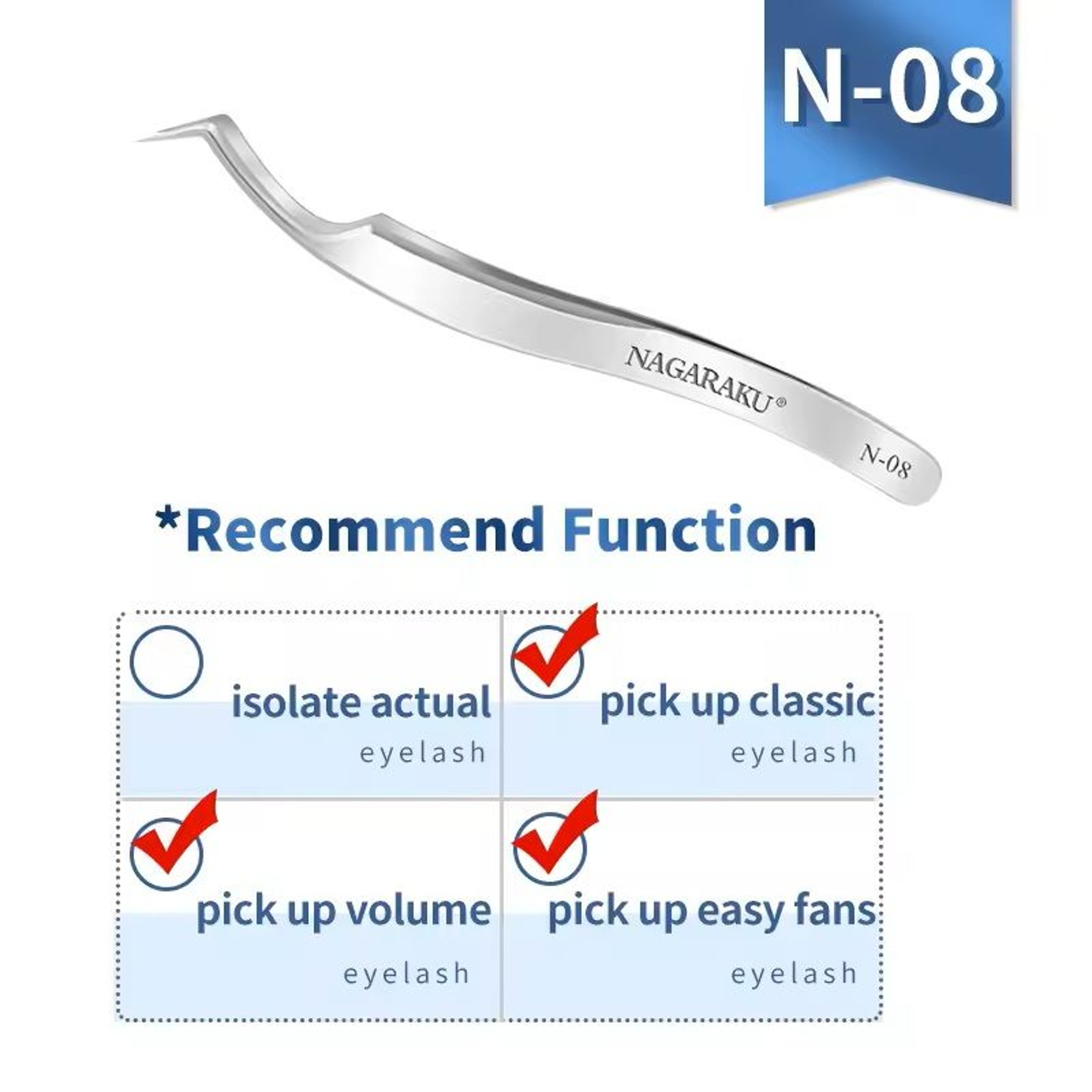 Womens Stainless Steel Eyelash Extension Tweezers 25