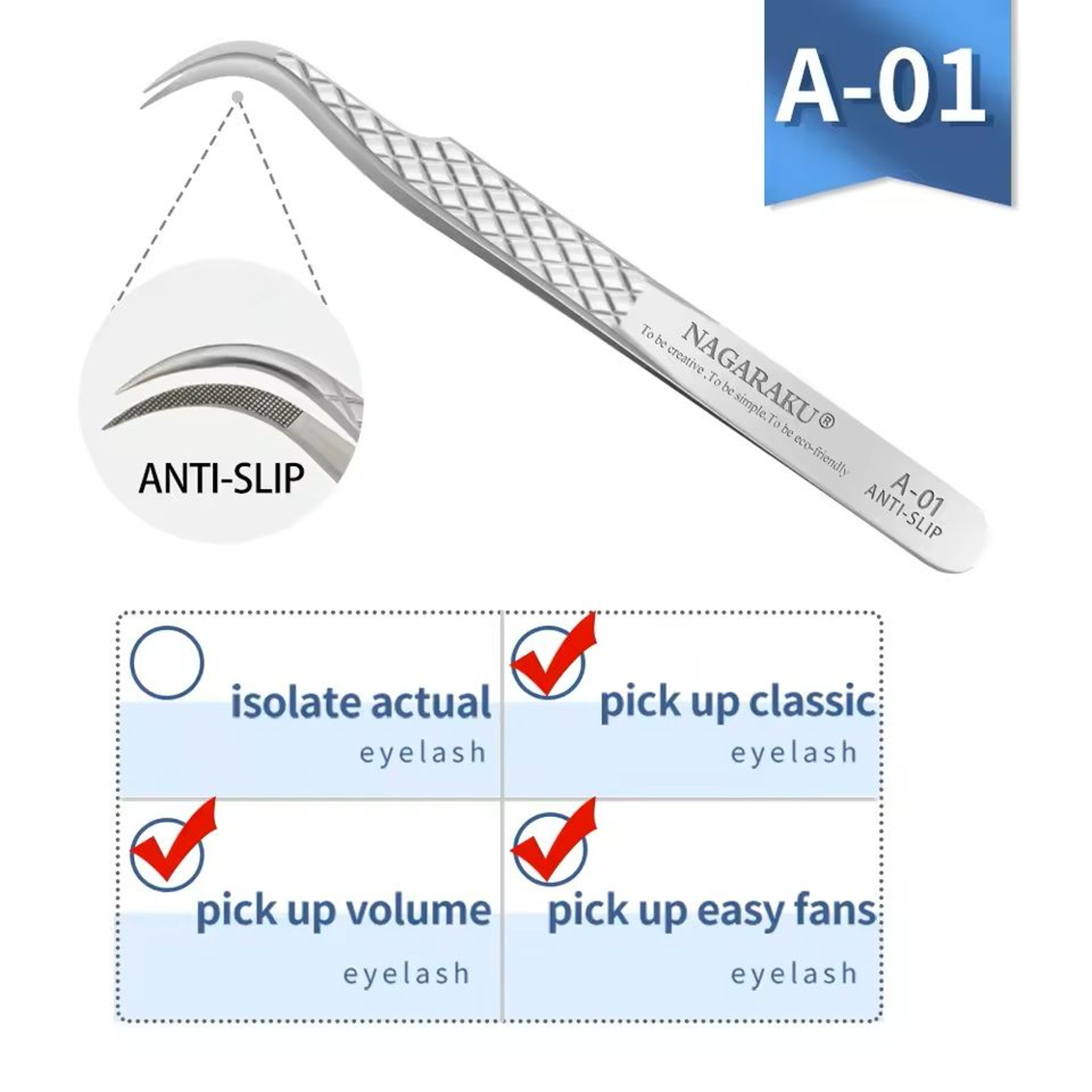 Womens Stainless Steel Eyelash Extension Tweezers 28