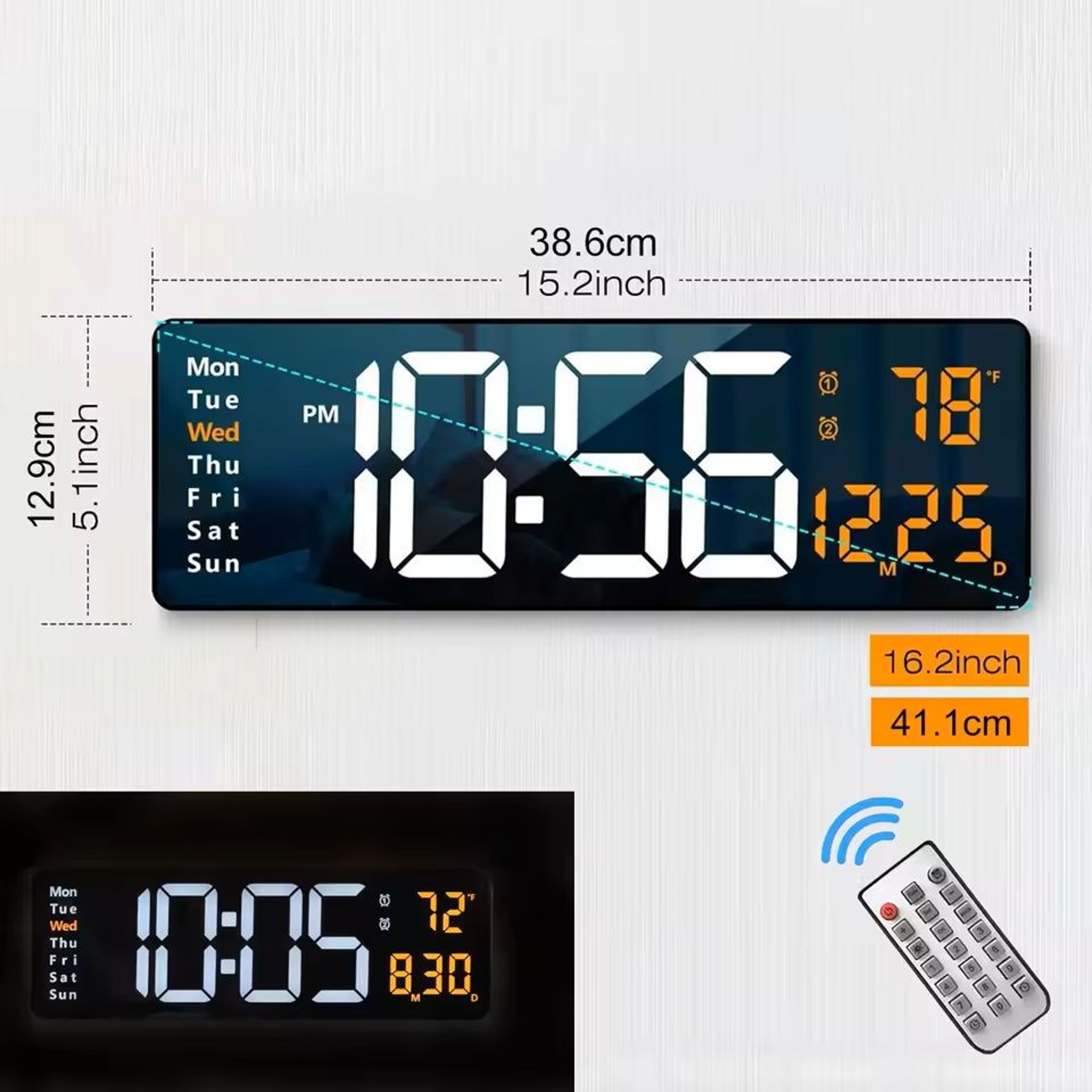 162 Inch Large Digital Wall Clock With Remote Control And RGB Colors 3