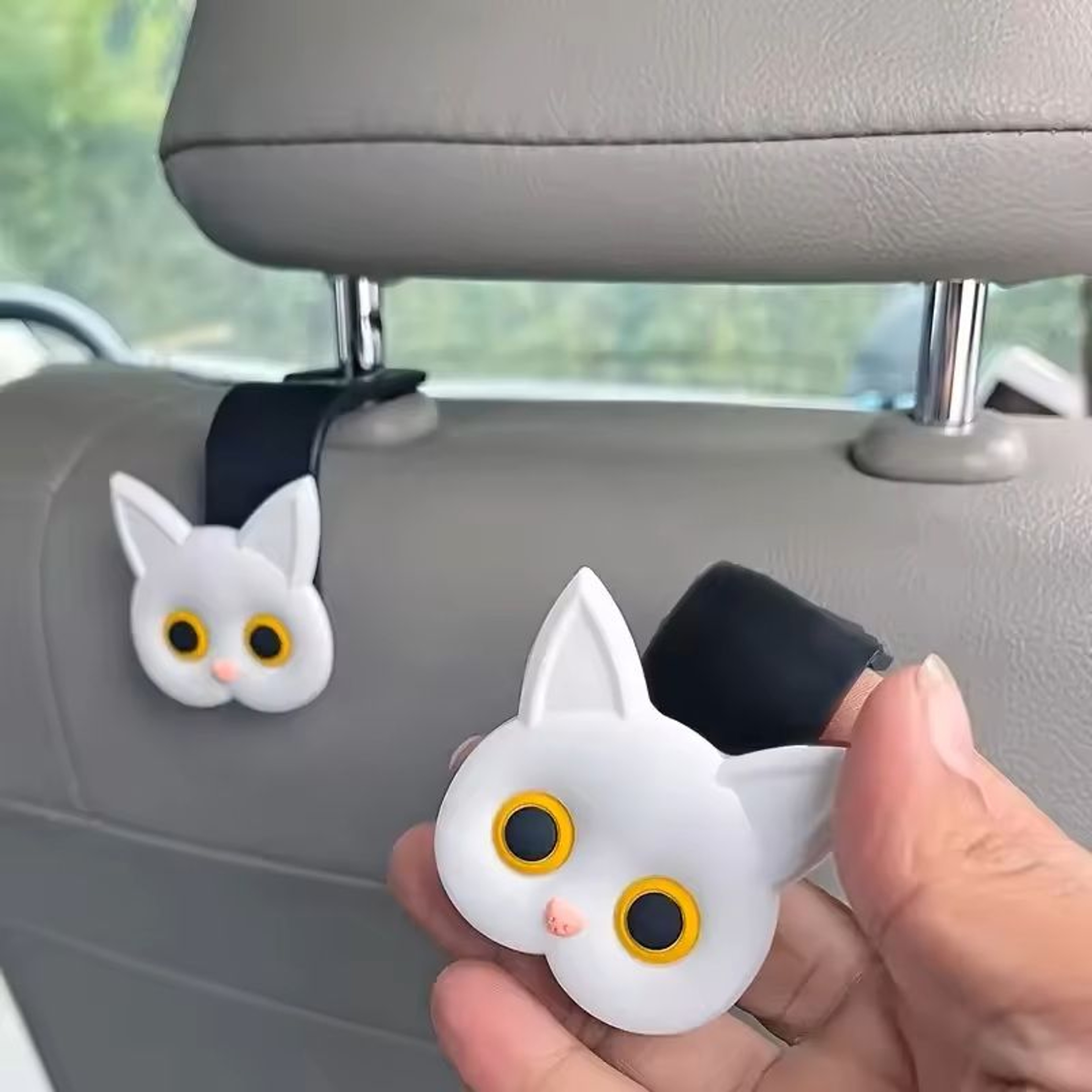 PurrHook 3D Cat Car Seat Headrest Hooks  Cute Storage Hangers For Bags Coats  Accessories 4