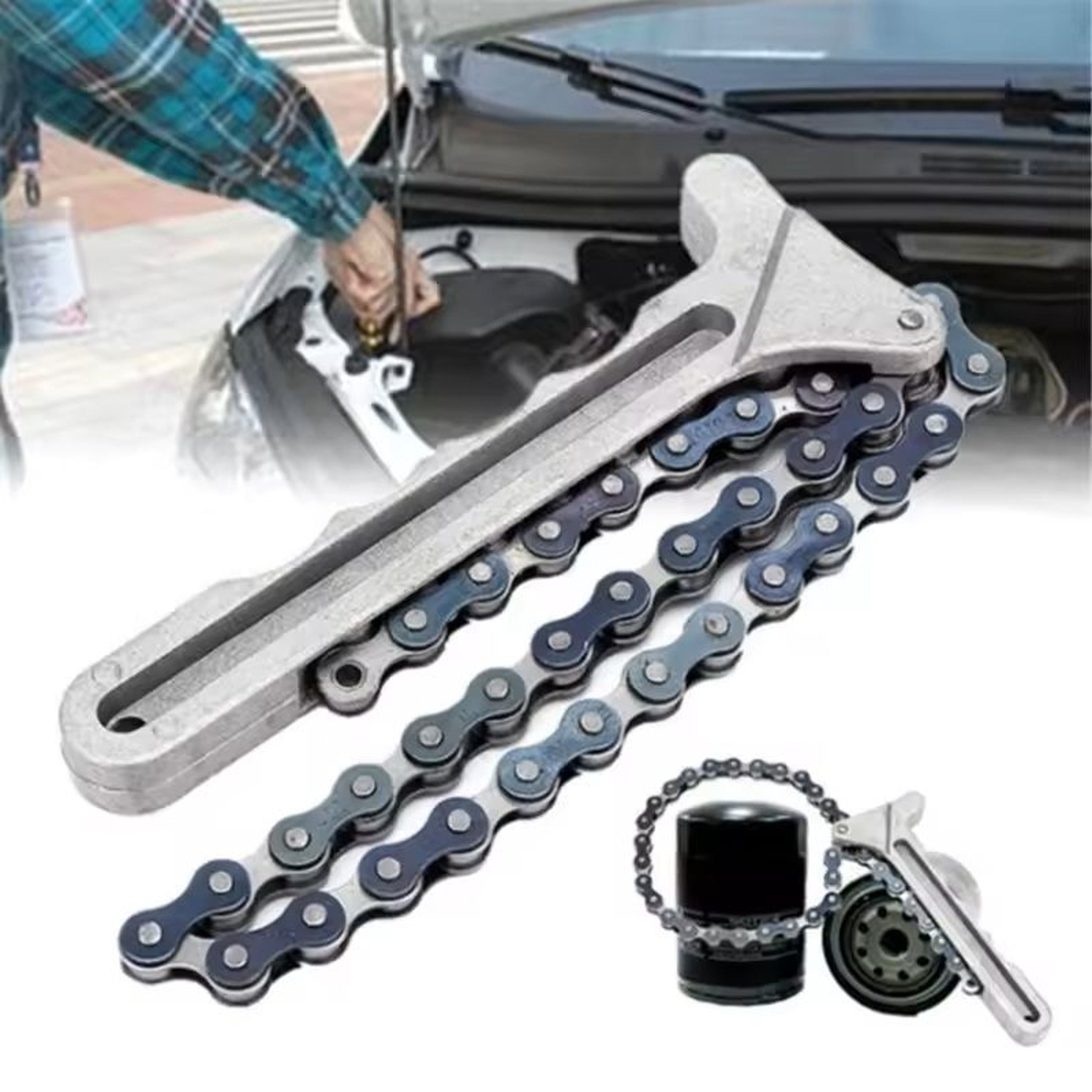 GripMaster Universal Oil Chain Wrench  HeavyDuty Filter Removal Tool 0