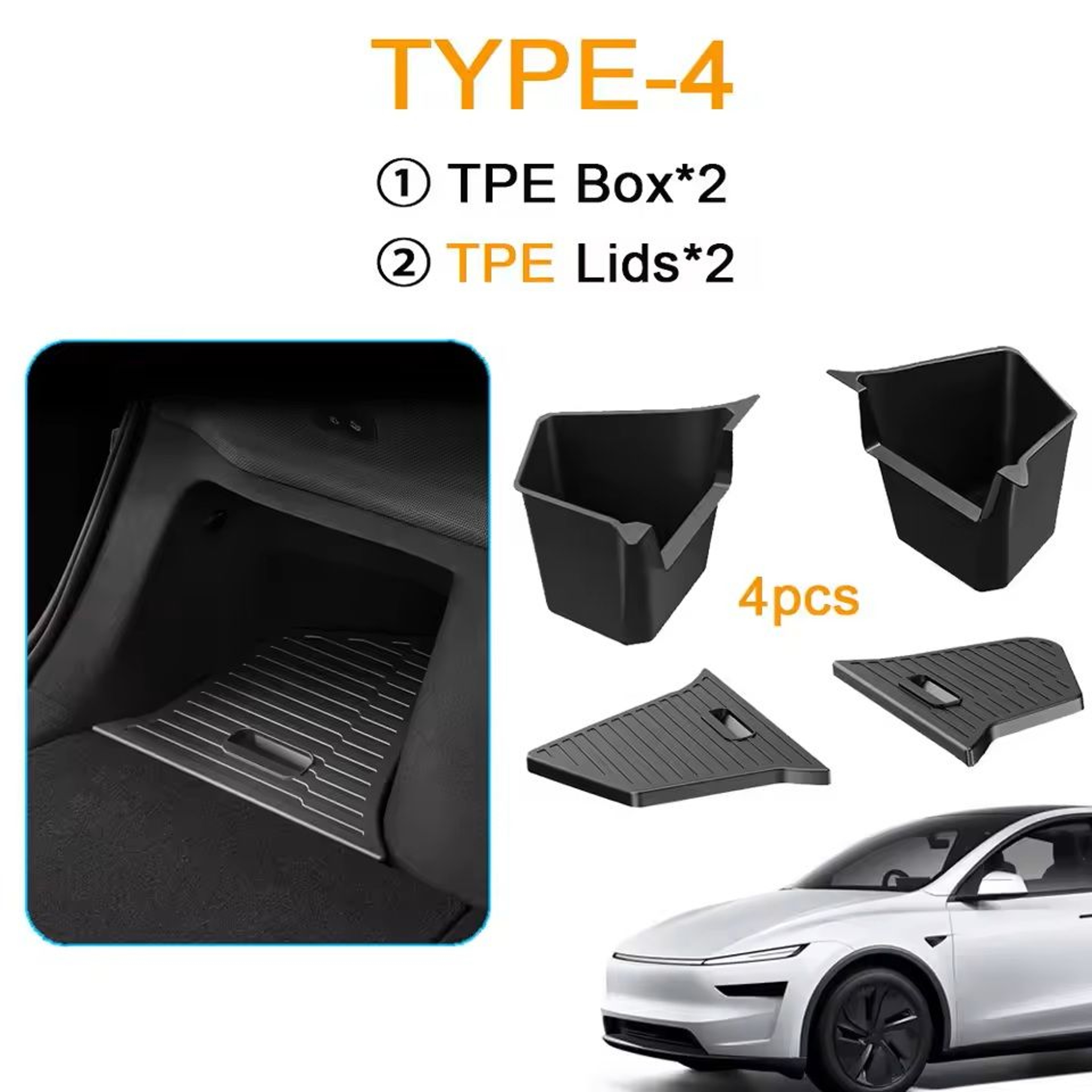 JuniperFit Trunk Organizer  Side Storage Box With Flocked TPE Mat For Tesla Model Y 20202025 13