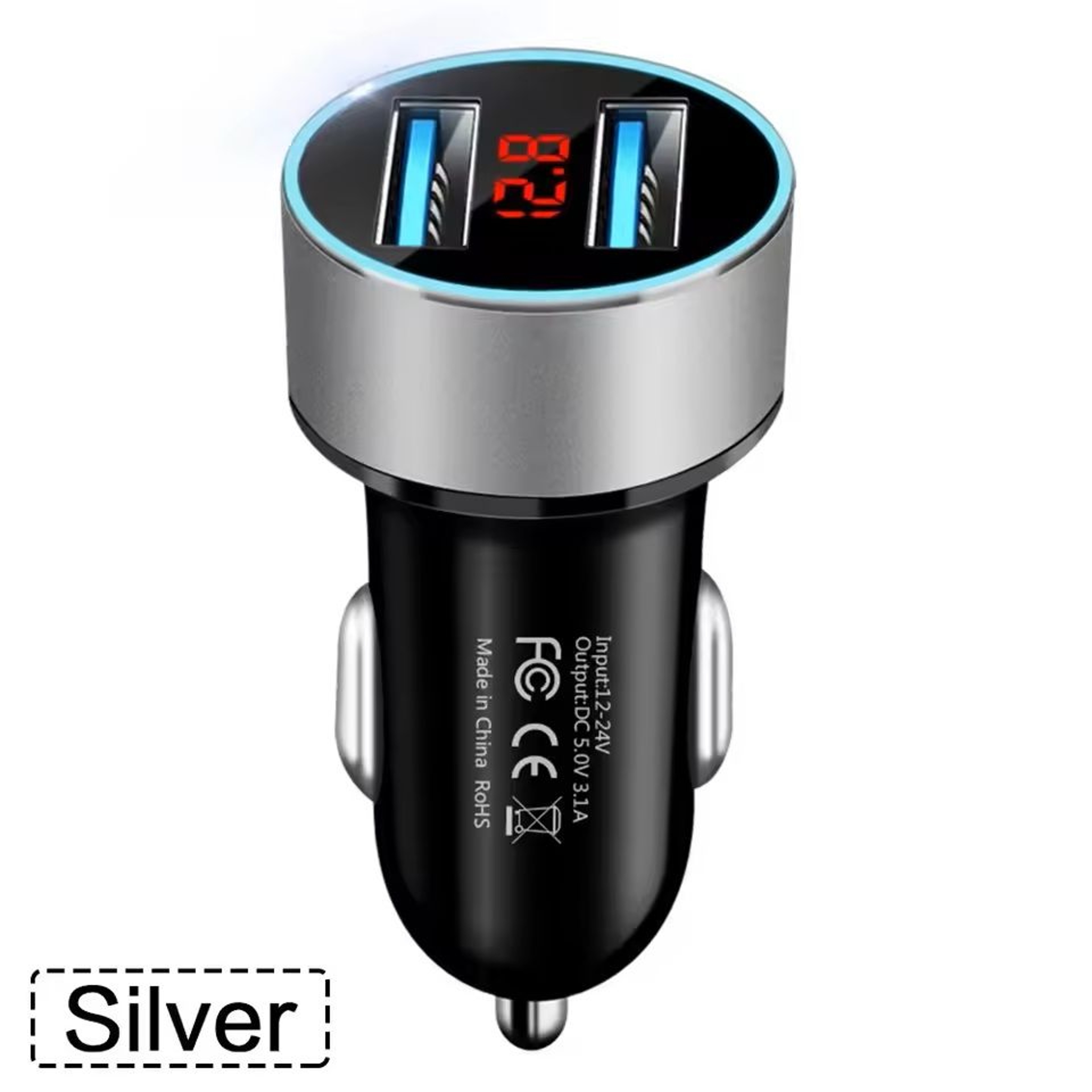 Dual USB Car Charger With LCD Voltmeter 31A For 12V 24V Vehicles 10