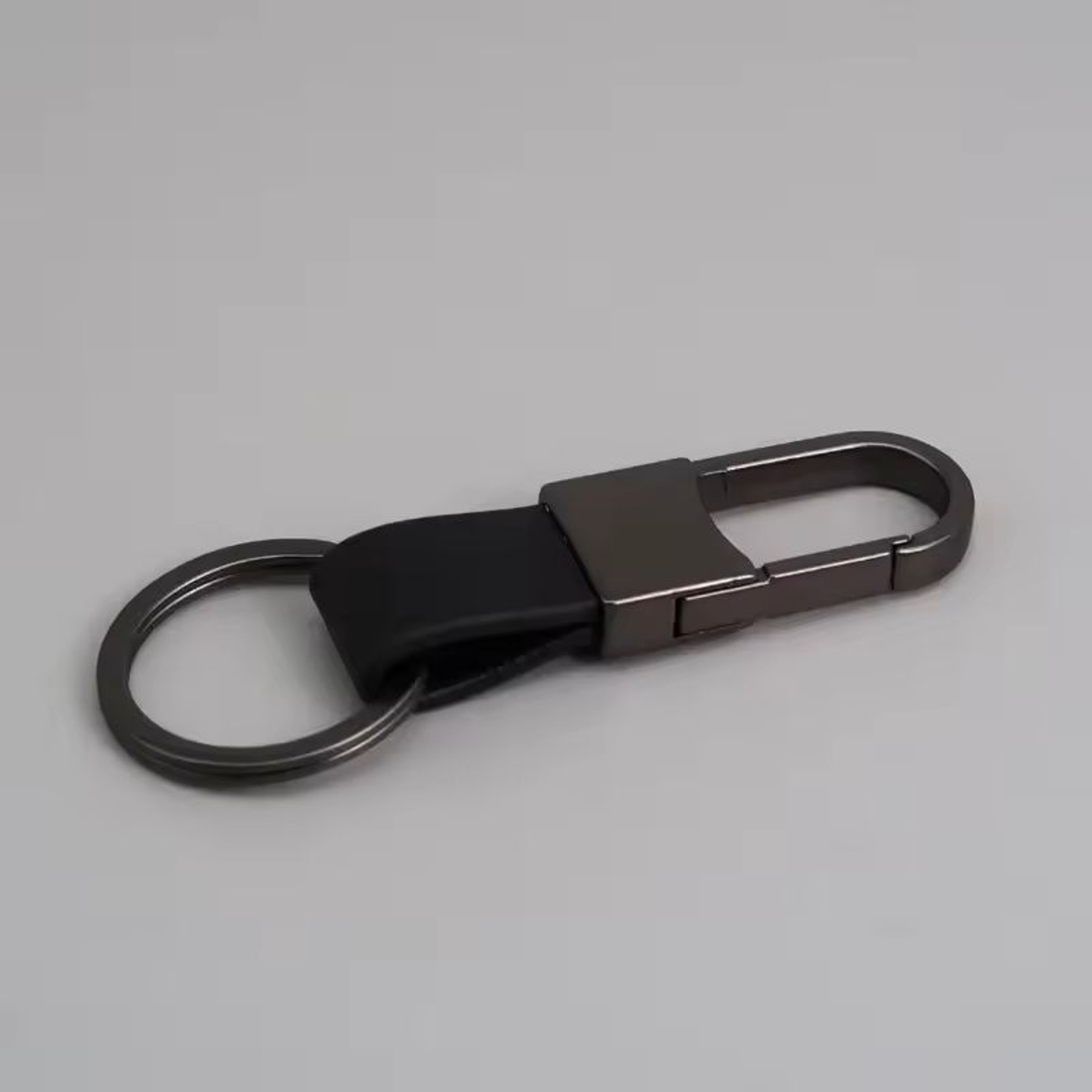Custom Logo Leather  Metal Carabiner Keychain With Double Rings 16