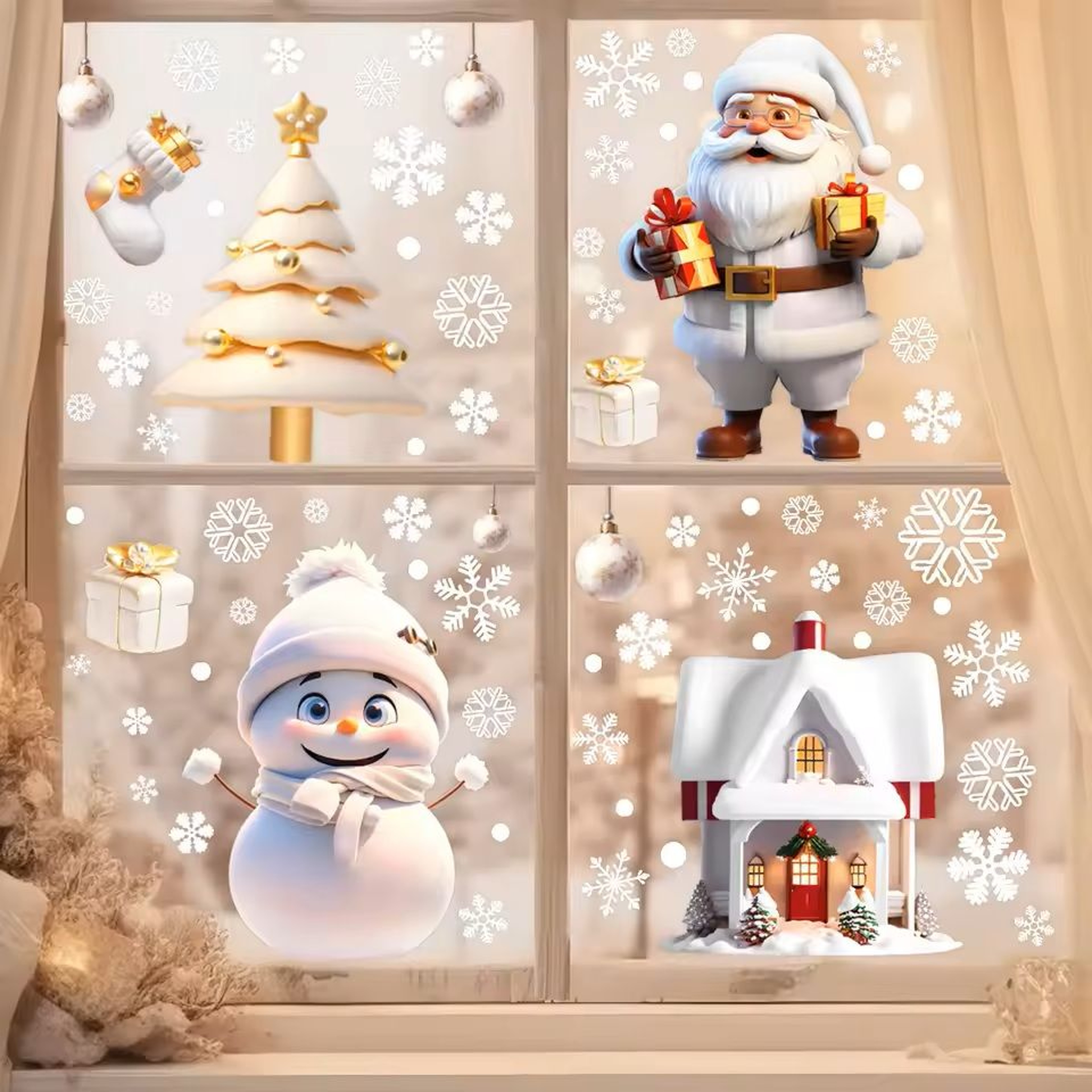 137 Pieces Snowflake  Window Flower Electrostatic PVC Stickers Reusable Winter Decor Set 7