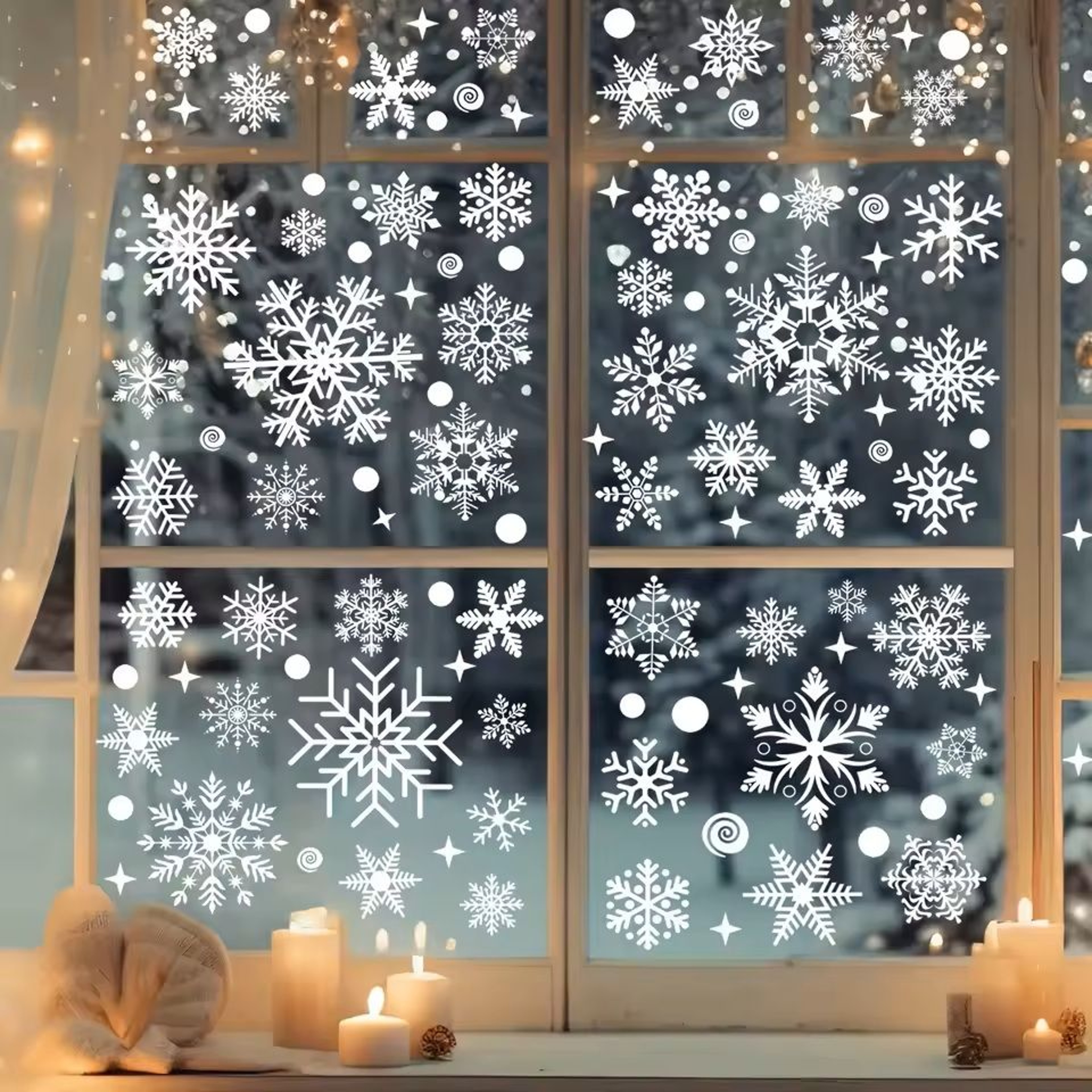 137 Pieces Snowflake  Window Flower Electrostatic PVC Stickers Reusable Winter Decor Set 14