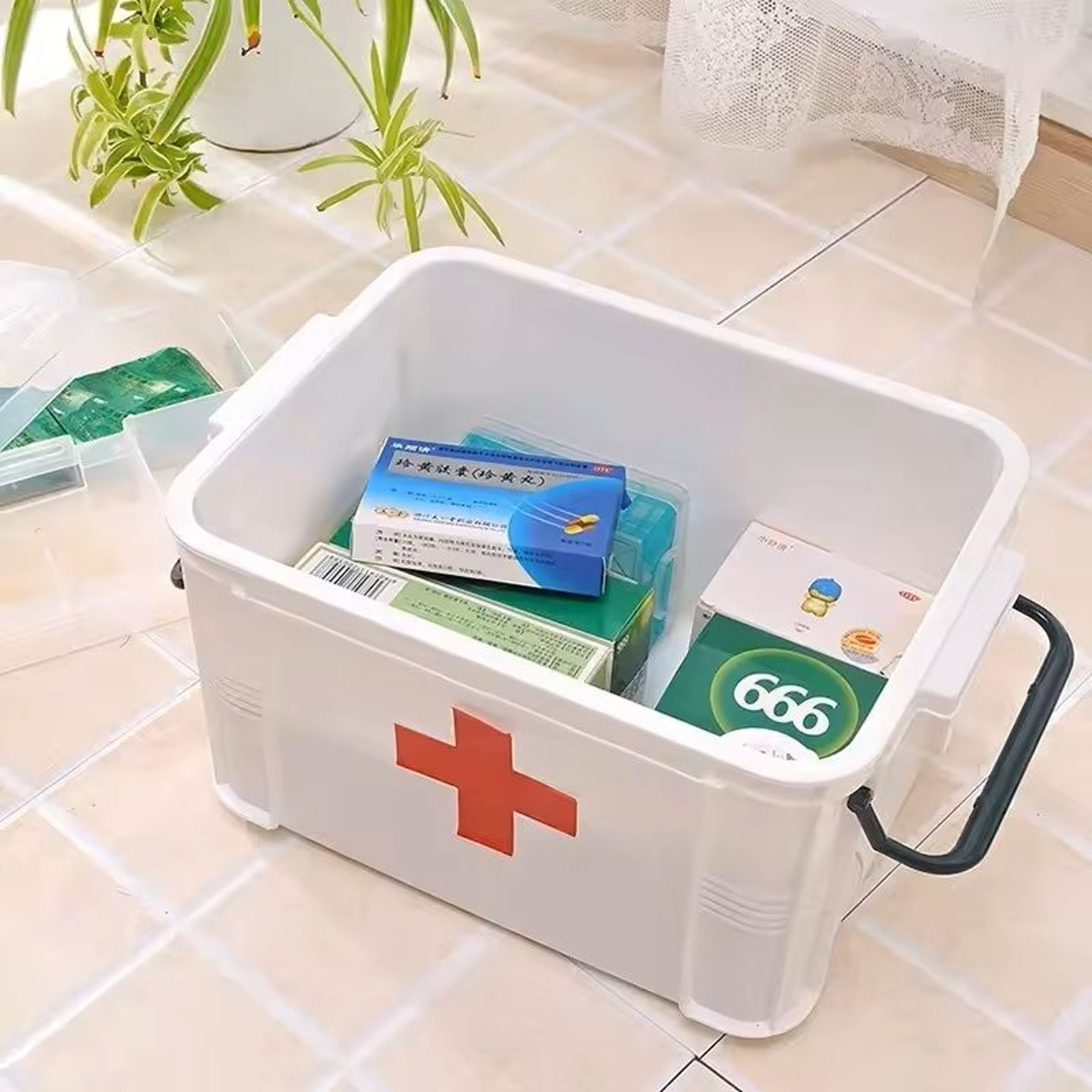 DoubleLayer First Aid Storage Box  Portable Medicine Organizer For Home Emergency Use 0