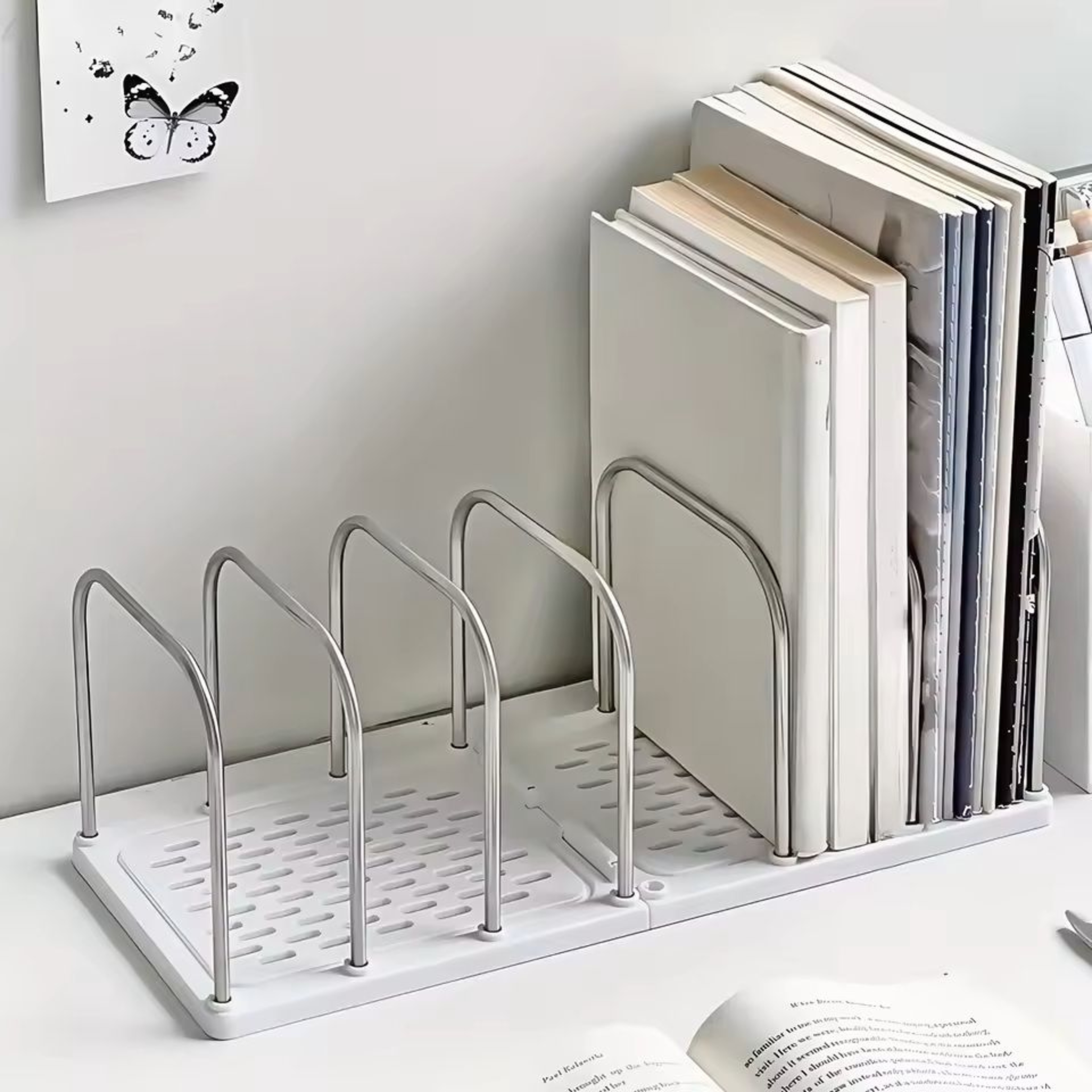 PP Material Desktop Bookshelf Organizer  NonSlip Base Modern Office Desk Storage Shelf 0