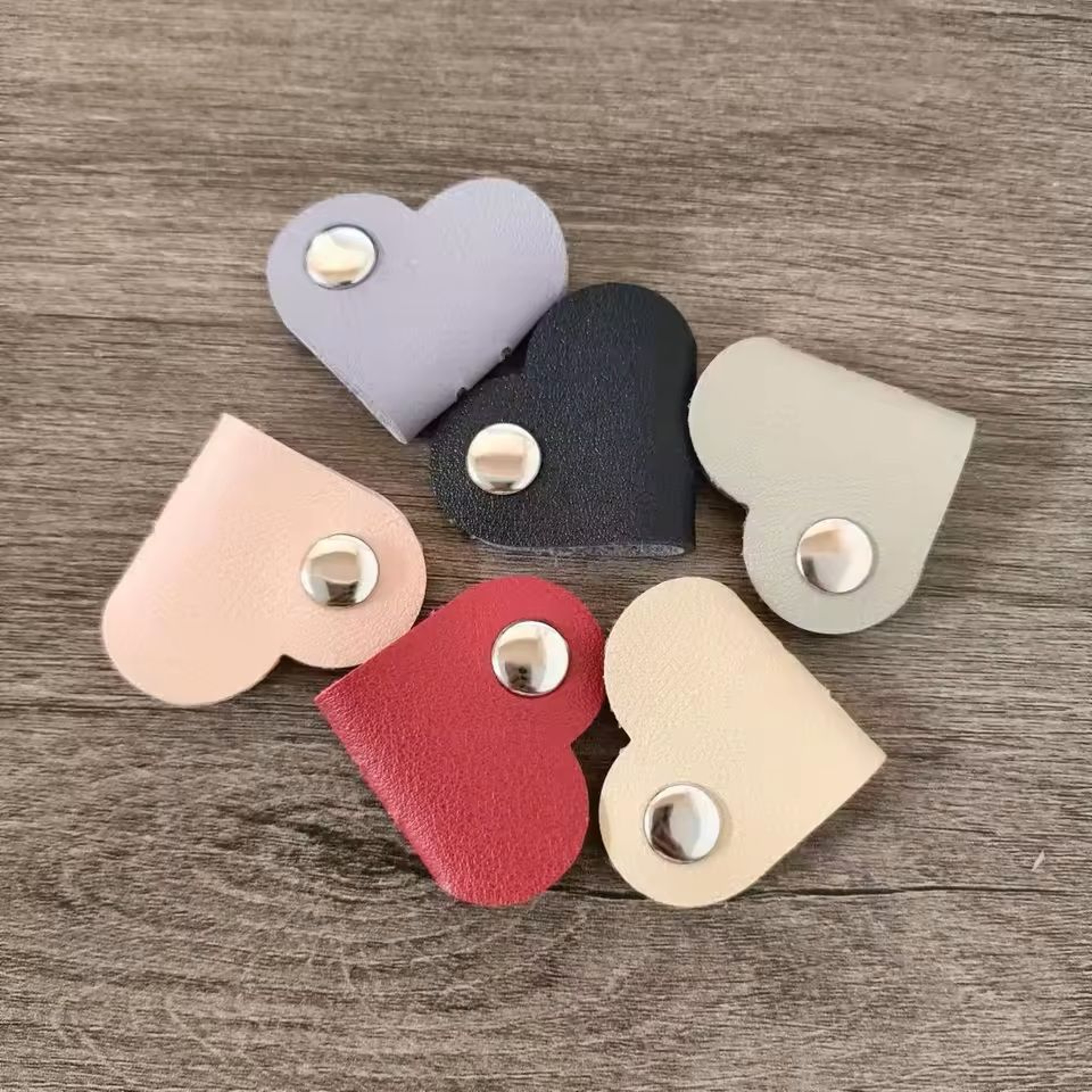 HeartShaped PU Leather Cable Organizer  Earphone  Charging Wire Cord Winder 2