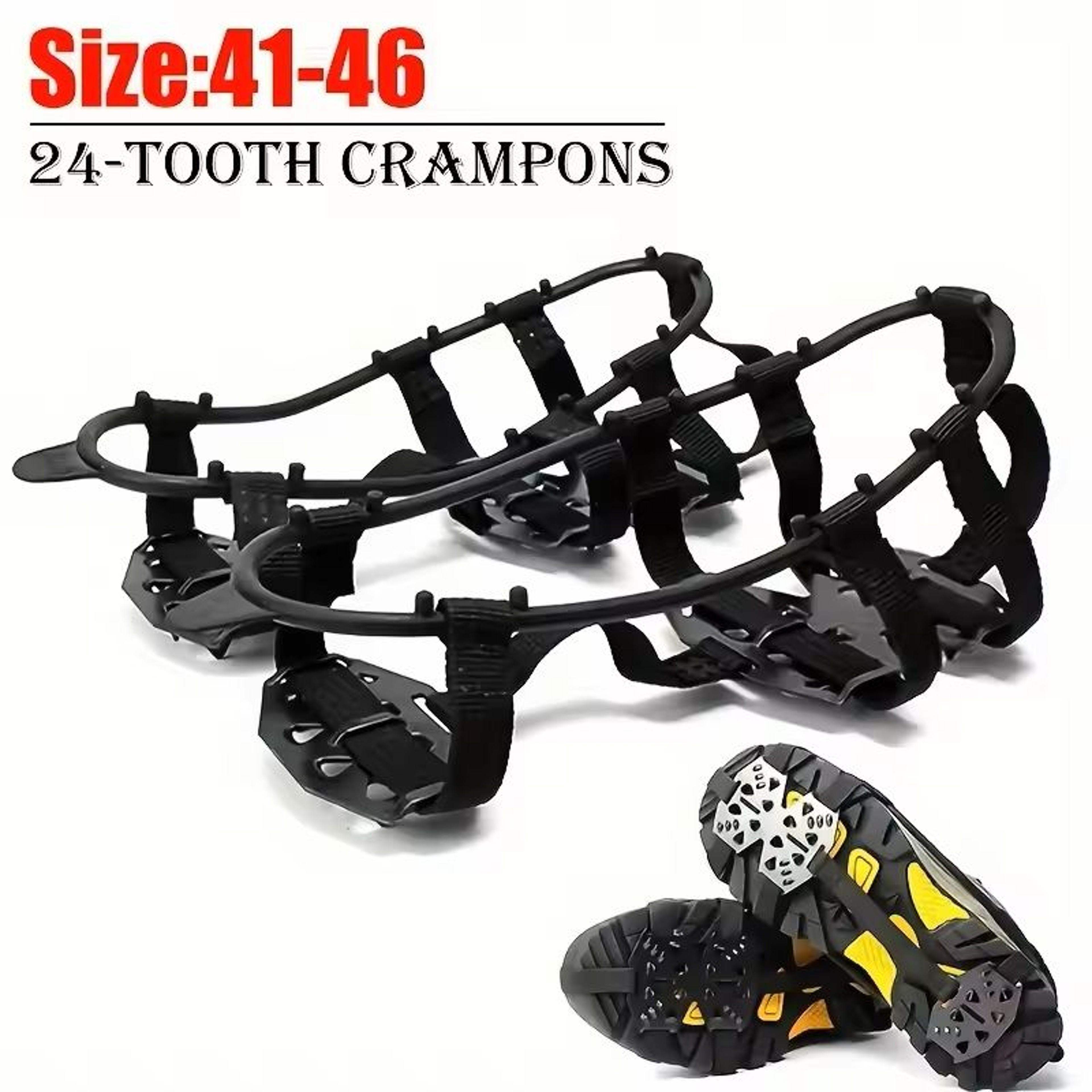 24 Tooth Heavy Duty Ice And Snow Shoe Covers AntiSlip Crampons For Hiking Walking Running And Hunti 2