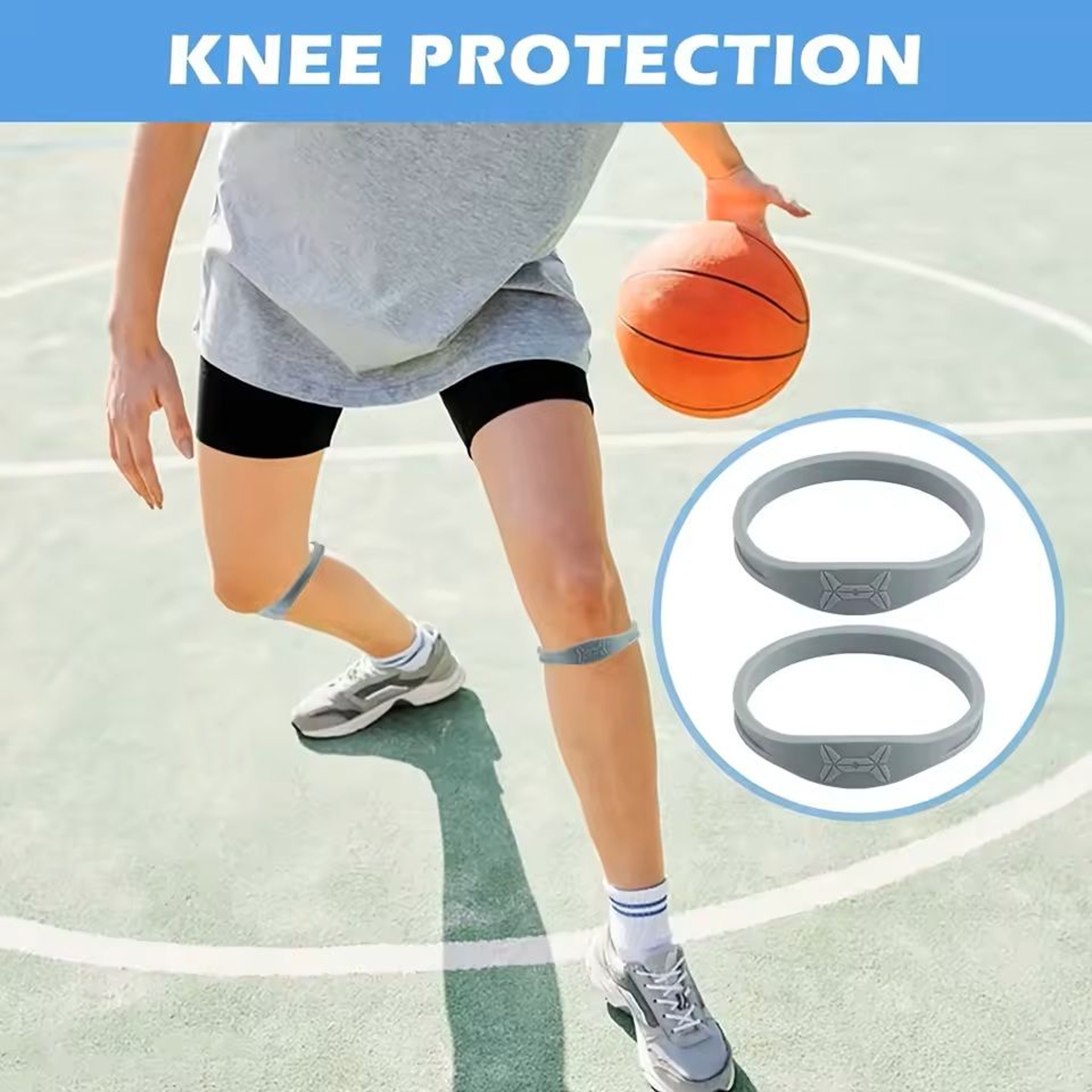 2PCS Compression Knee Pad Patella Strap High Elasticity Shock Absorbing Sports Knee Stabilizer 0