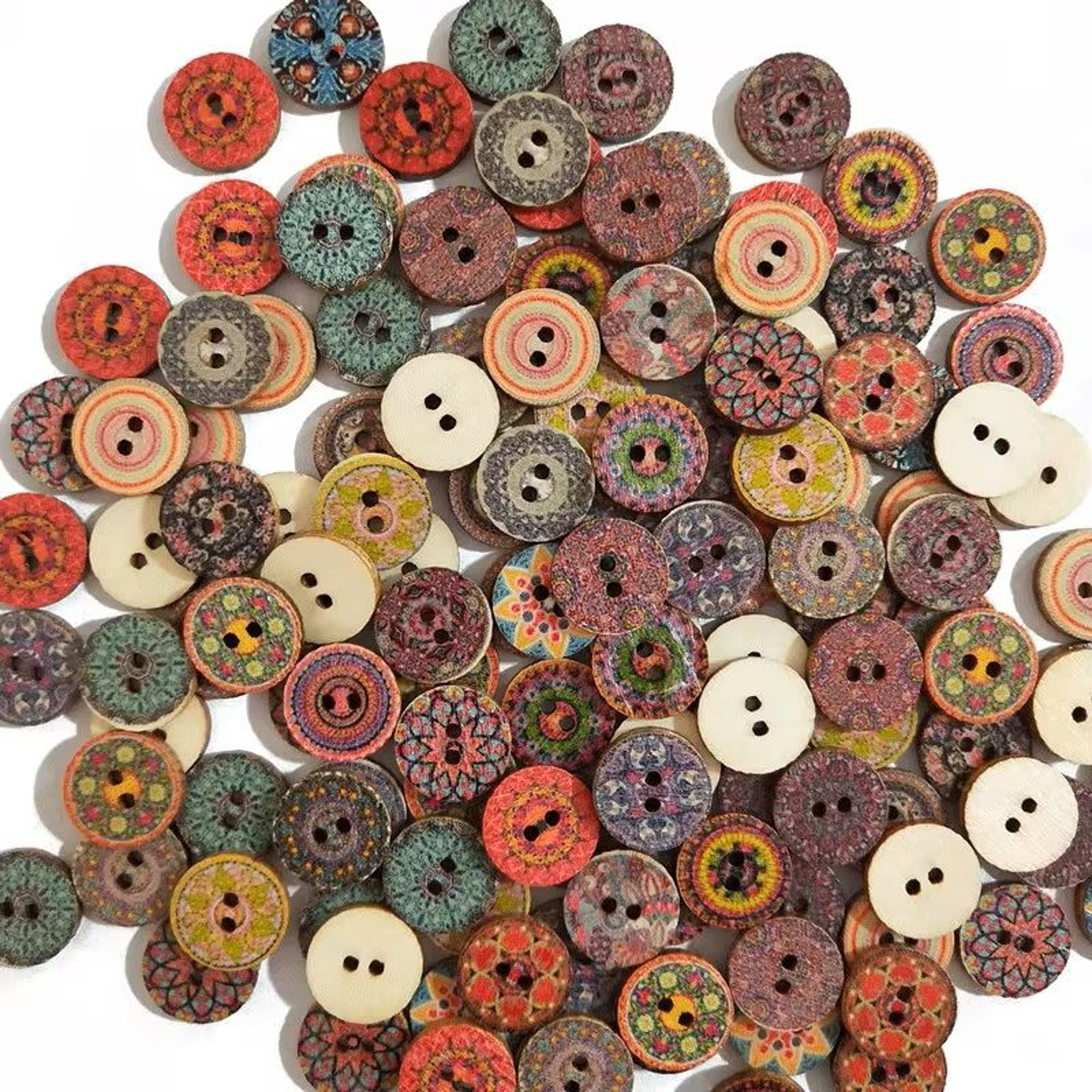 50 Pcs Retro Wooden 2Hole Buttons Handwork Sewing Buttons For Scrapbook Clothing  DIY Crafts 0
