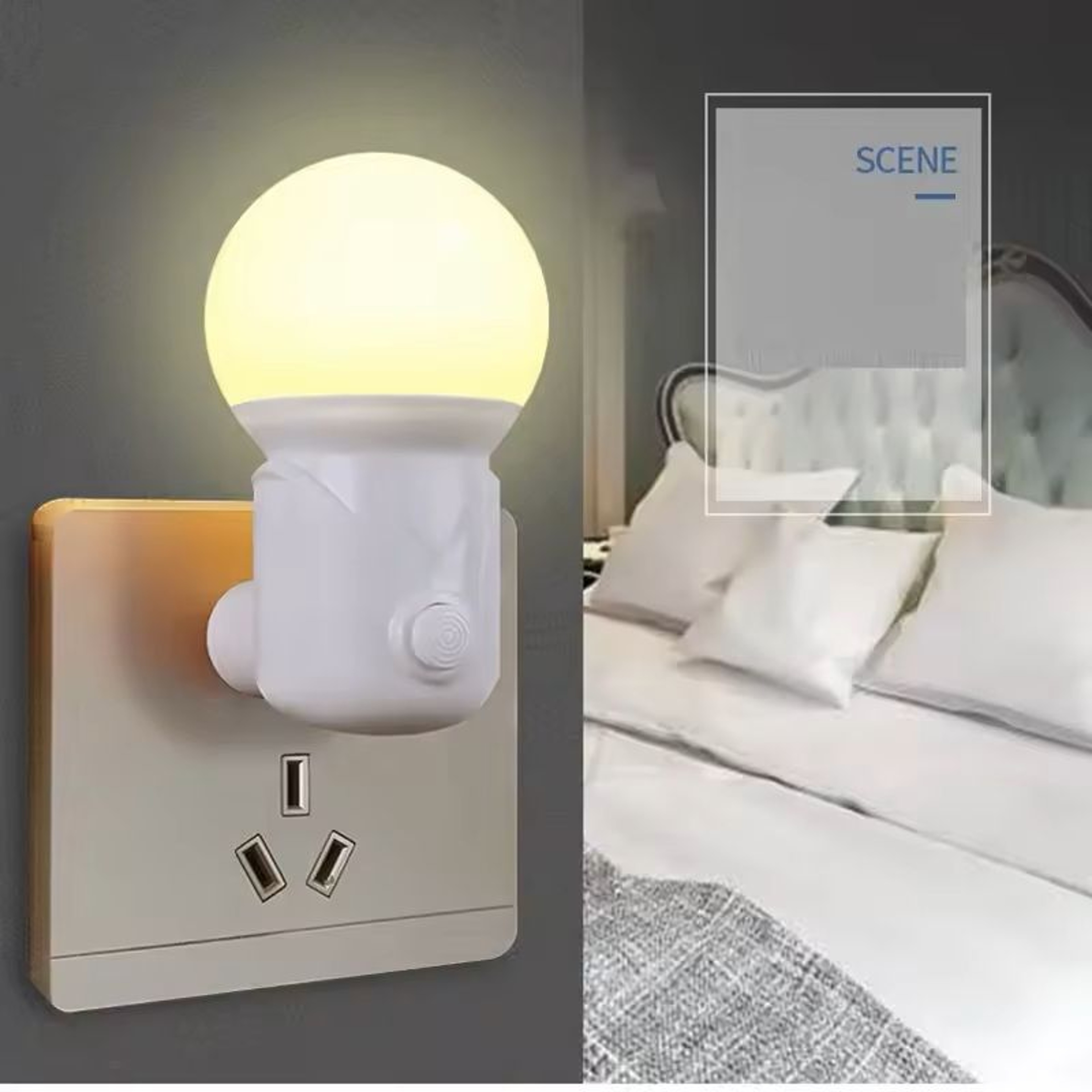 LED Night Light With EUUS Plug 2 Color Dimmer Lamp For Eye Protection Baby Nursing  Reading Room 3