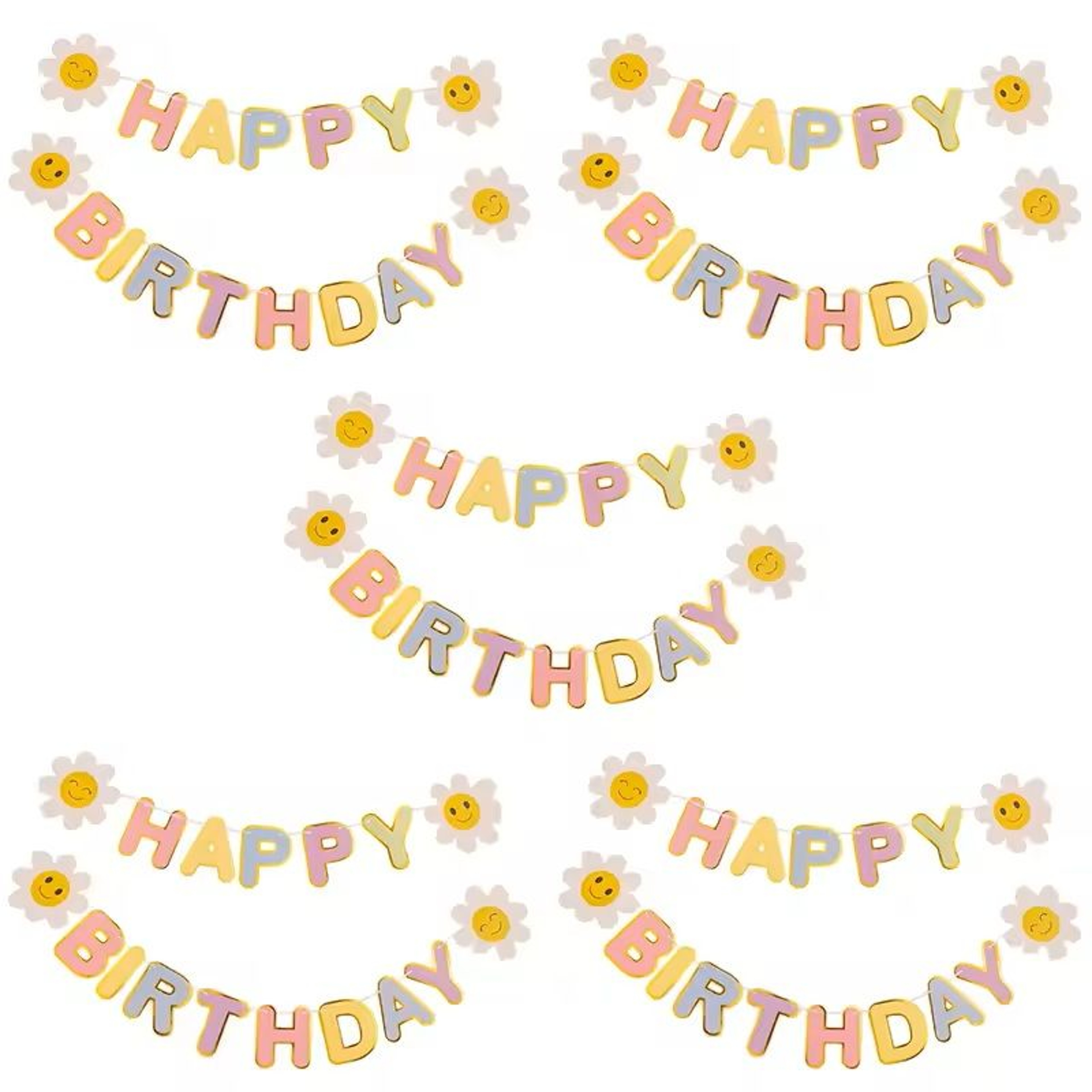 Birthday Flag Party Banner Flower Garland Kids Room Birthday Decoration 4