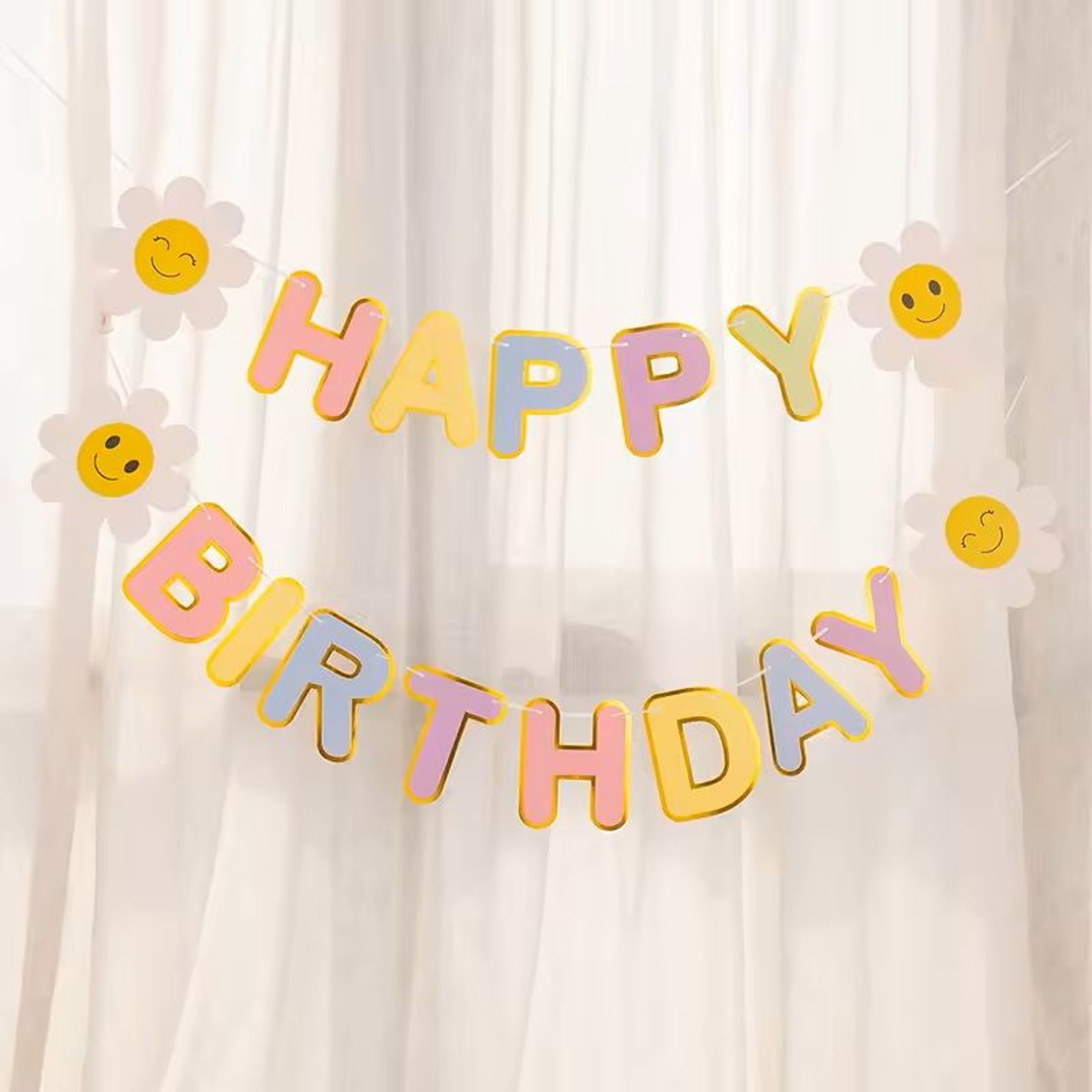 Birthday Flag Party Banner Flower Garland Kids Room Birthday Decoration 5