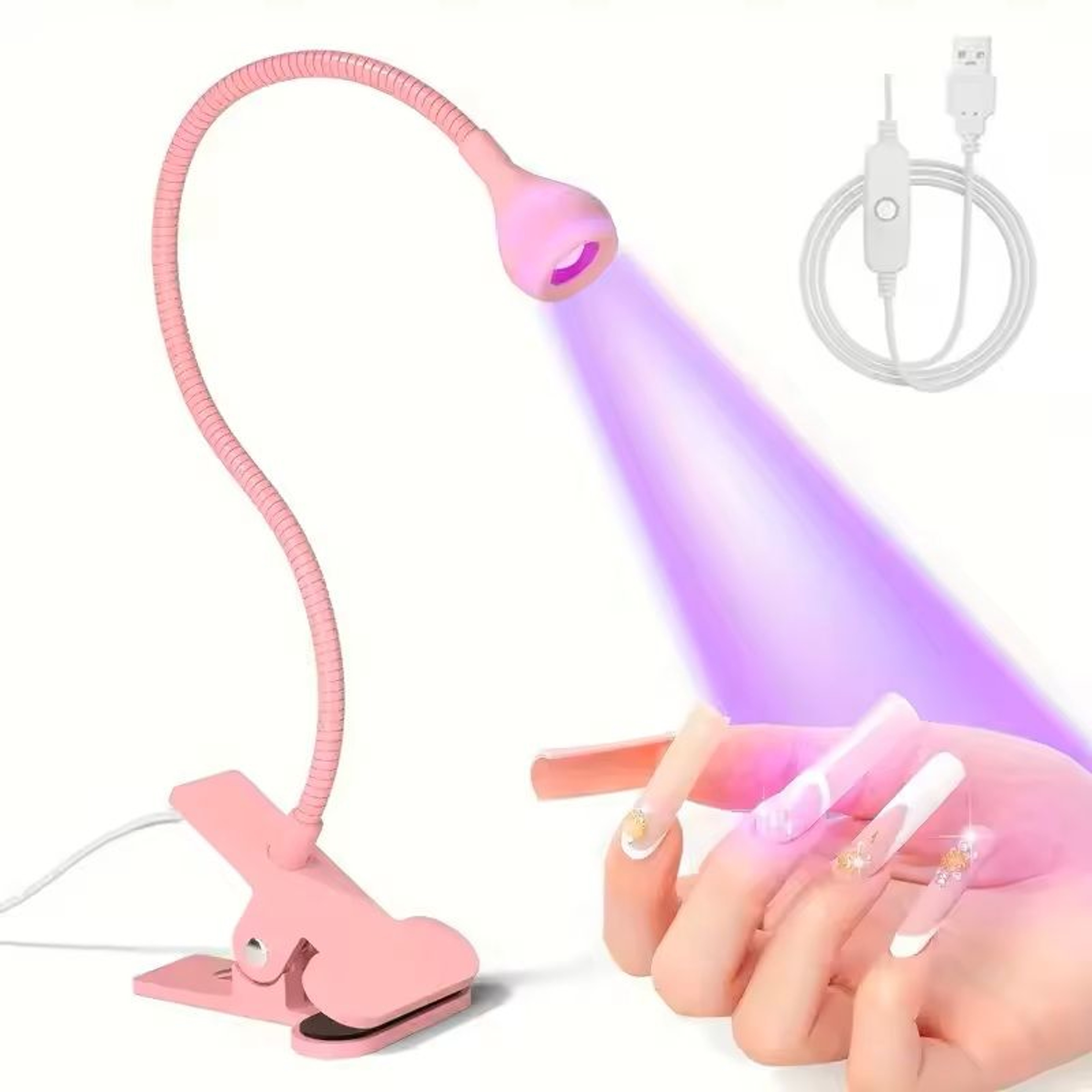 Portable LED UV Curing Lamp Mini Nail Lamp Dryer For Gel Polish ClipOn USB Home  Salon Tool 1