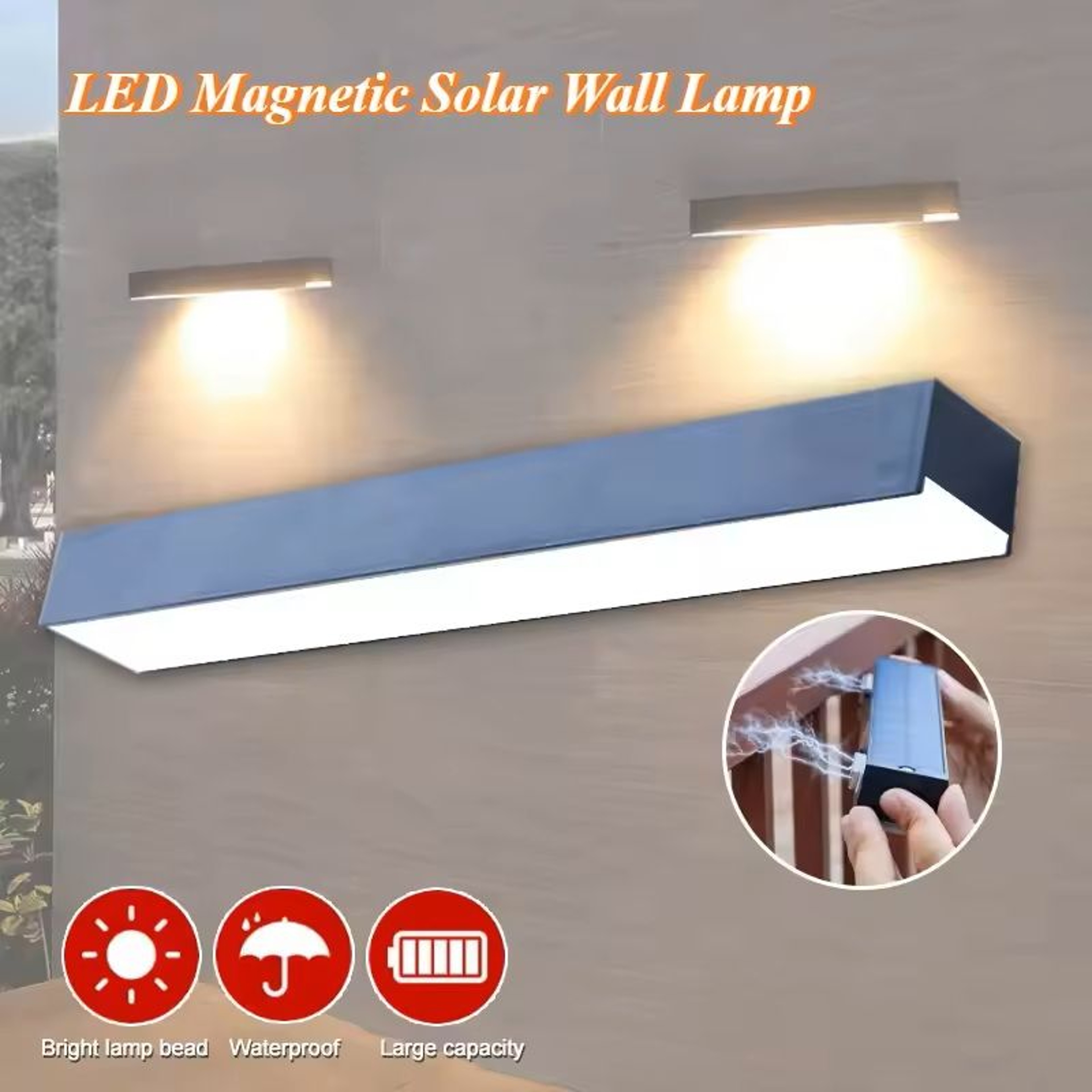 LED Solar Magnetic Wall Light Waterproof Outdoor Night Lamp Dimmable Brightness For Garden Patio Ya 4
