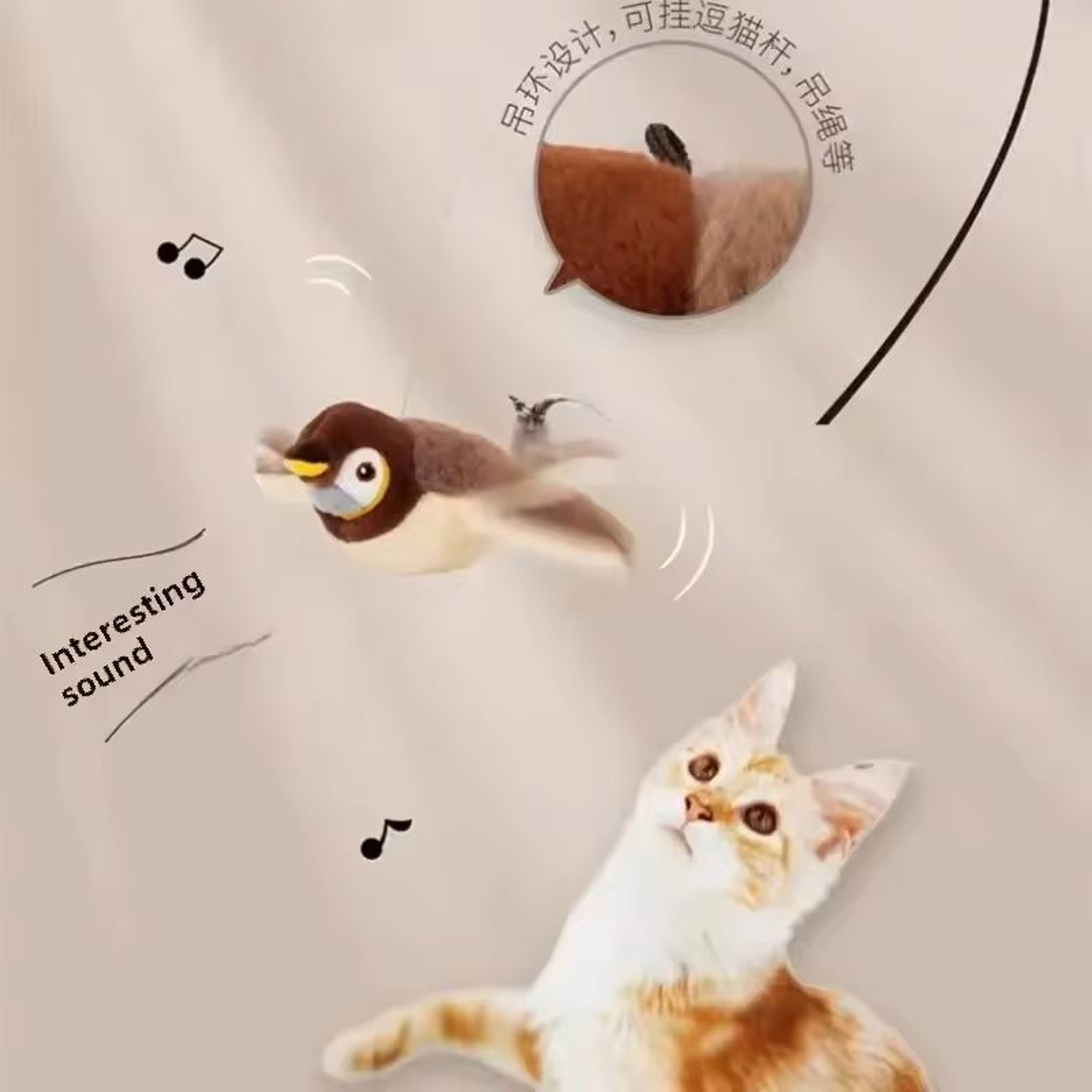 Interactive Plush Cat Toy Rechargeable Chirping Bird With Catnip For Indoor Play 0