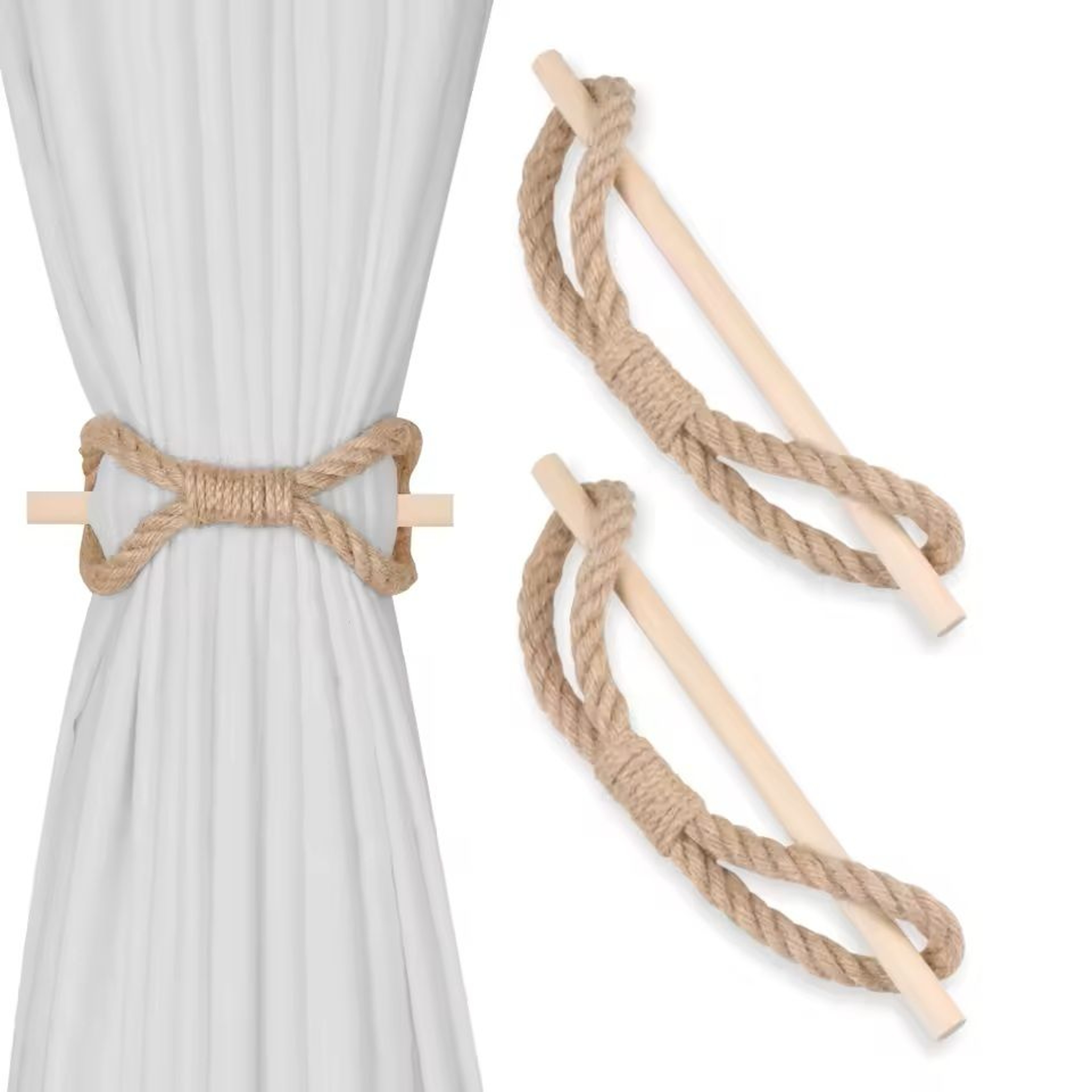 Solid Wooden Curtain Tieback  Rustic Curtain Buckle  Holdback For Home Decor 0