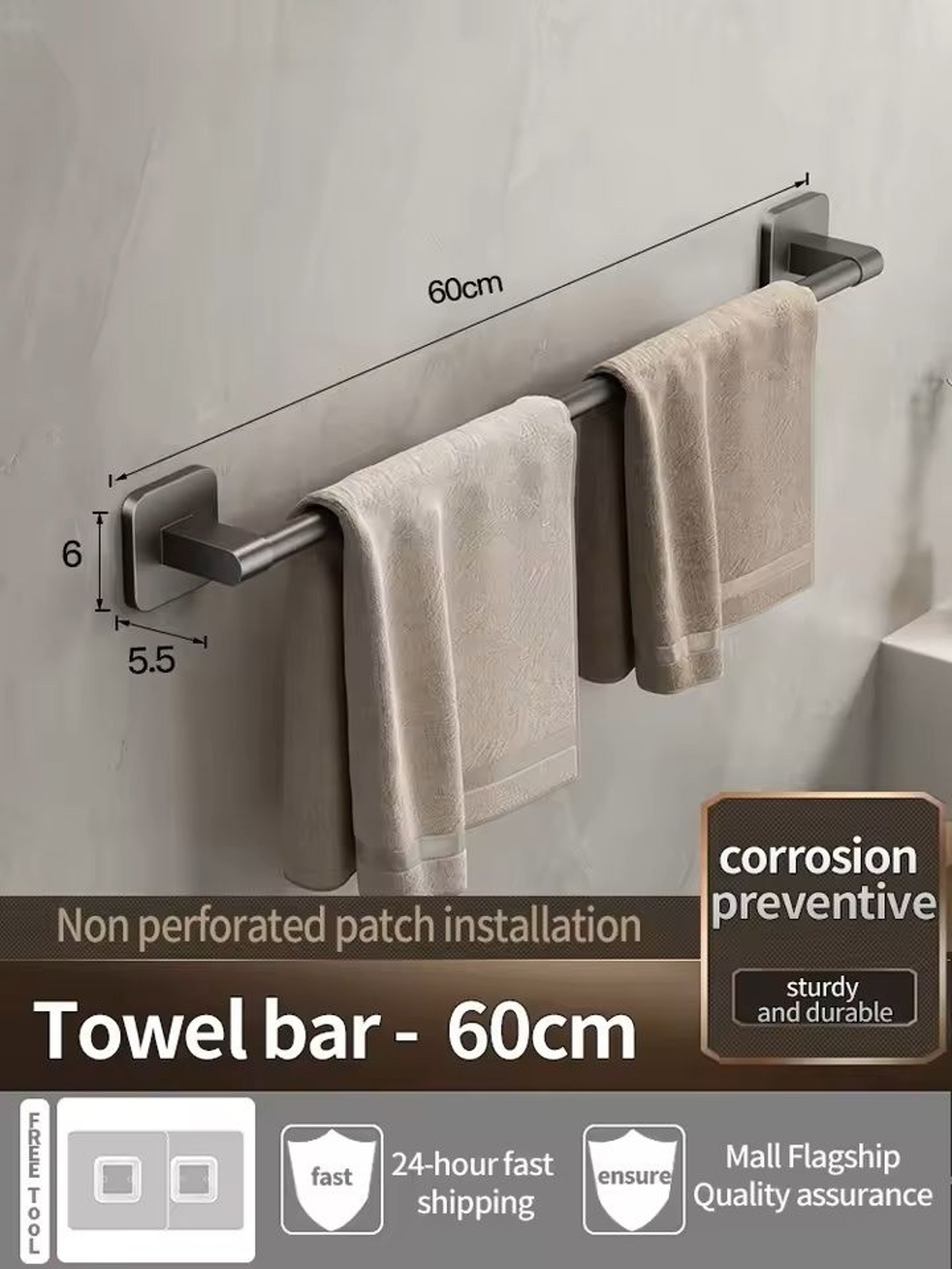No Need To Drill Walls For Installation Bathroom Towel BarHookTowel RackKitchen Rag Rack Bathroom A 11