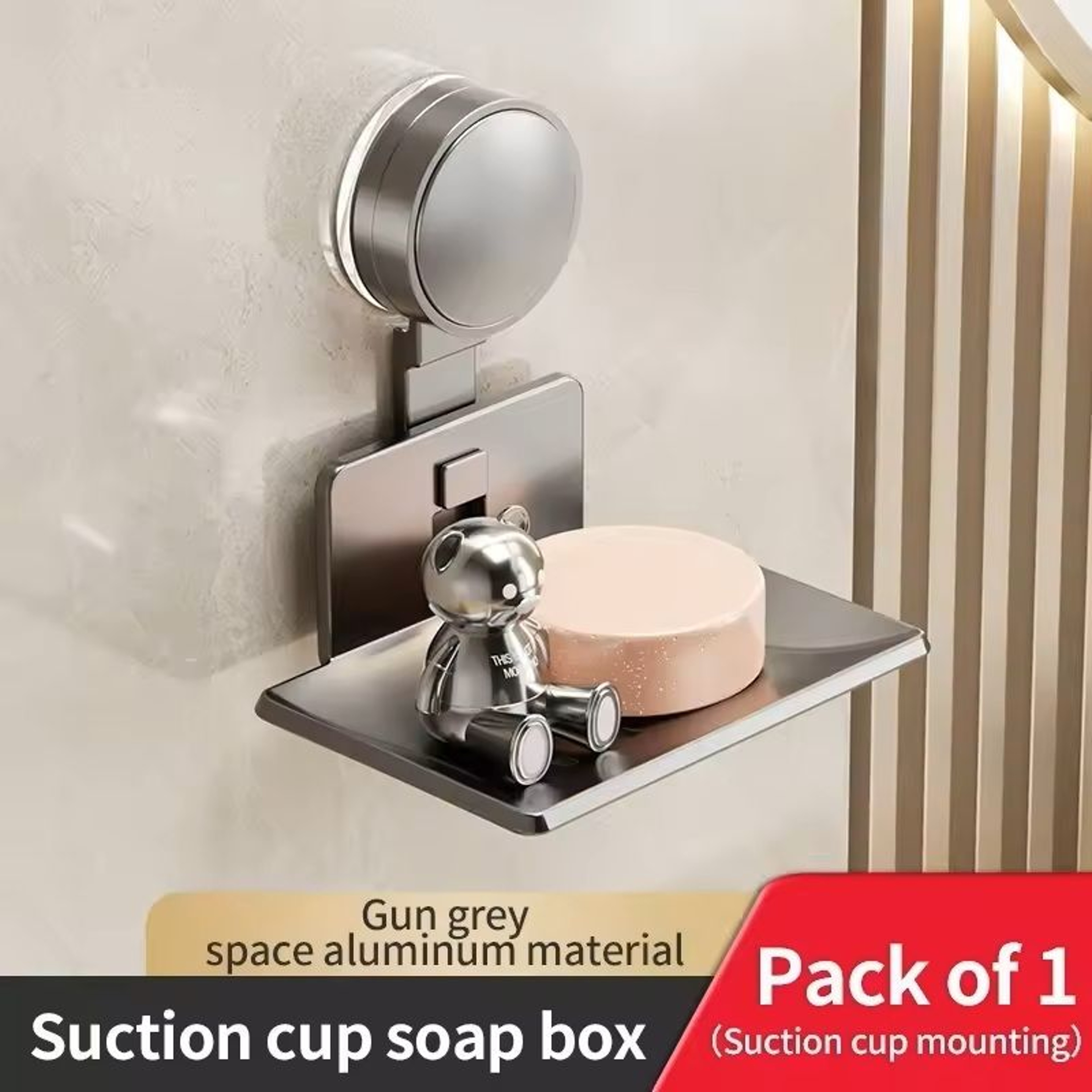 NoDrill Suction Cup Soap Storage Rack  WallMounted Bathroom Soap Holder  Drain Box 0