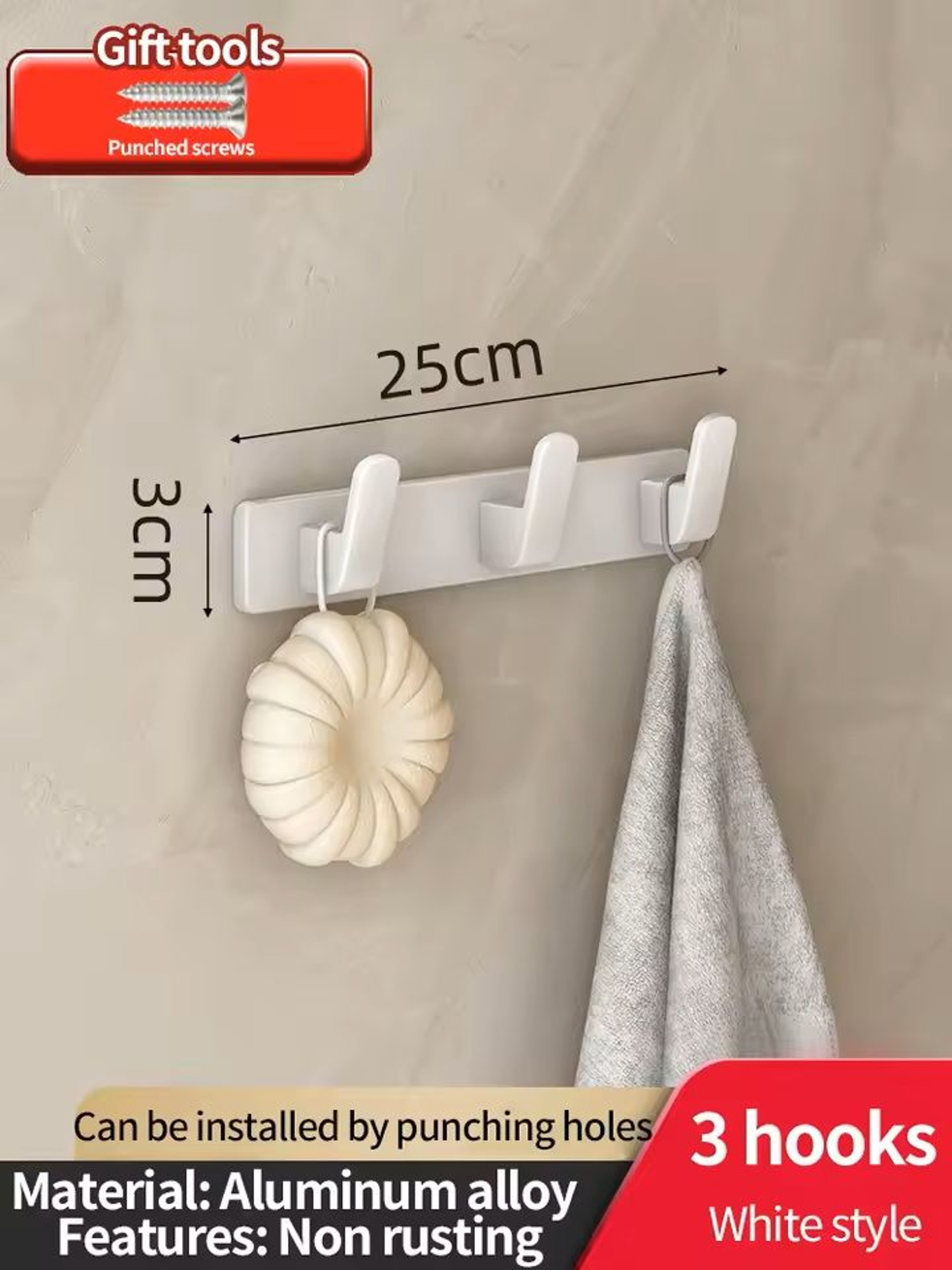 Folding NailFree Door Hook Rack OvertheDoor Towel  Clothes Hanger 2